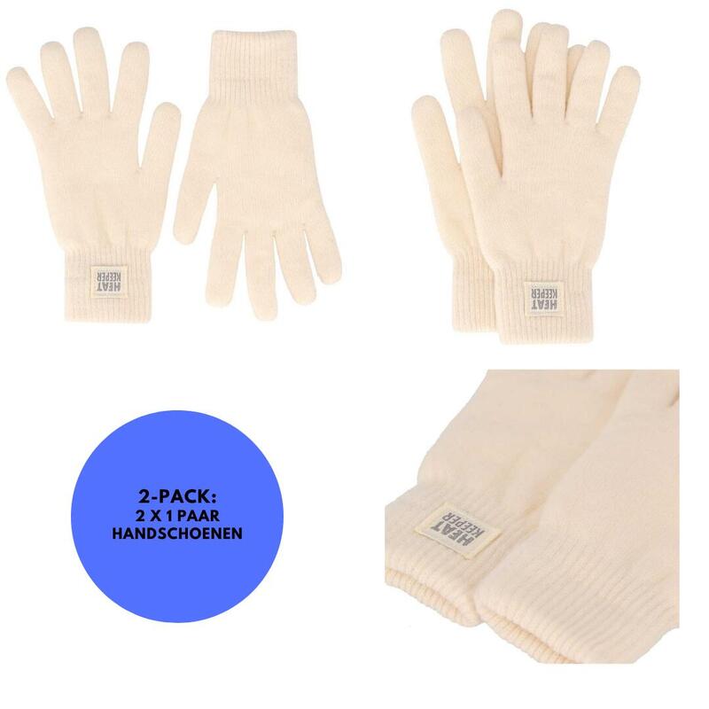 Thermo handschoenen - Dames - Off White - 2-Paar