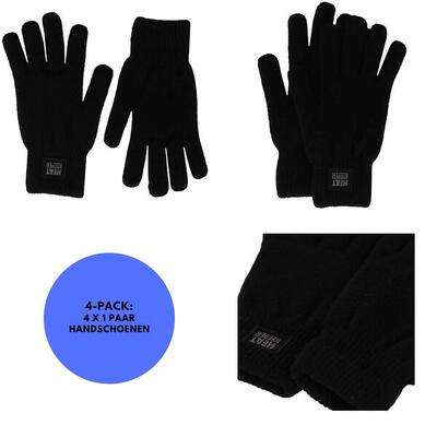 Thermo handschoenen - dames - zwart - 4-paar