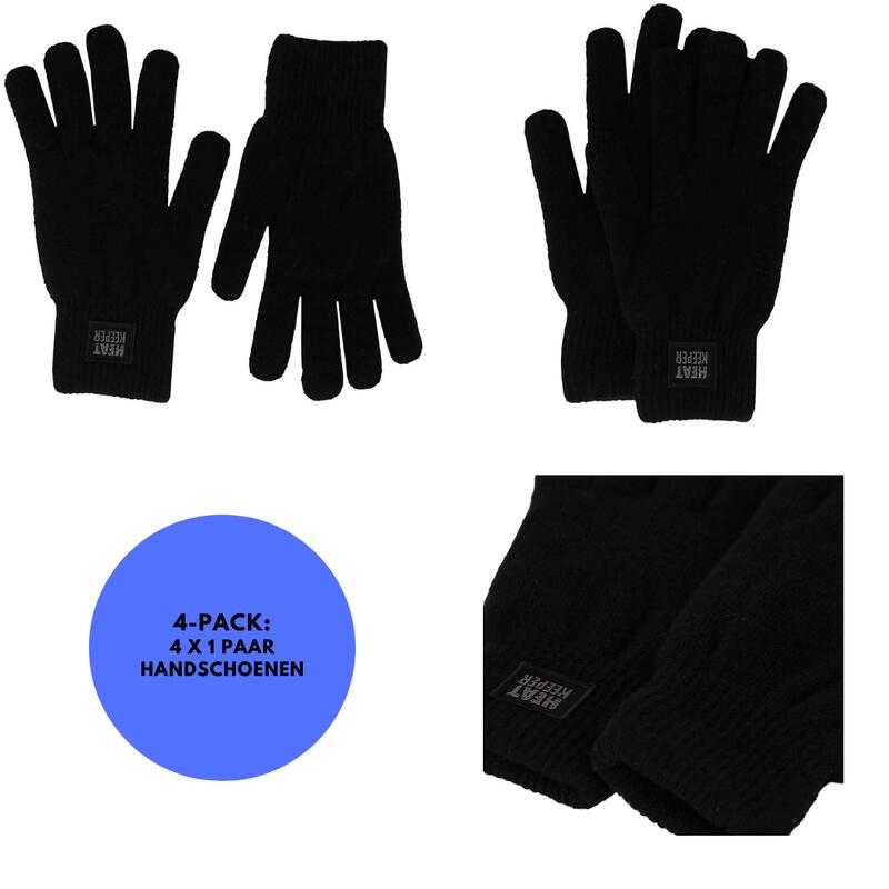 Gants thermiques - Femme - Noir - 4 paires