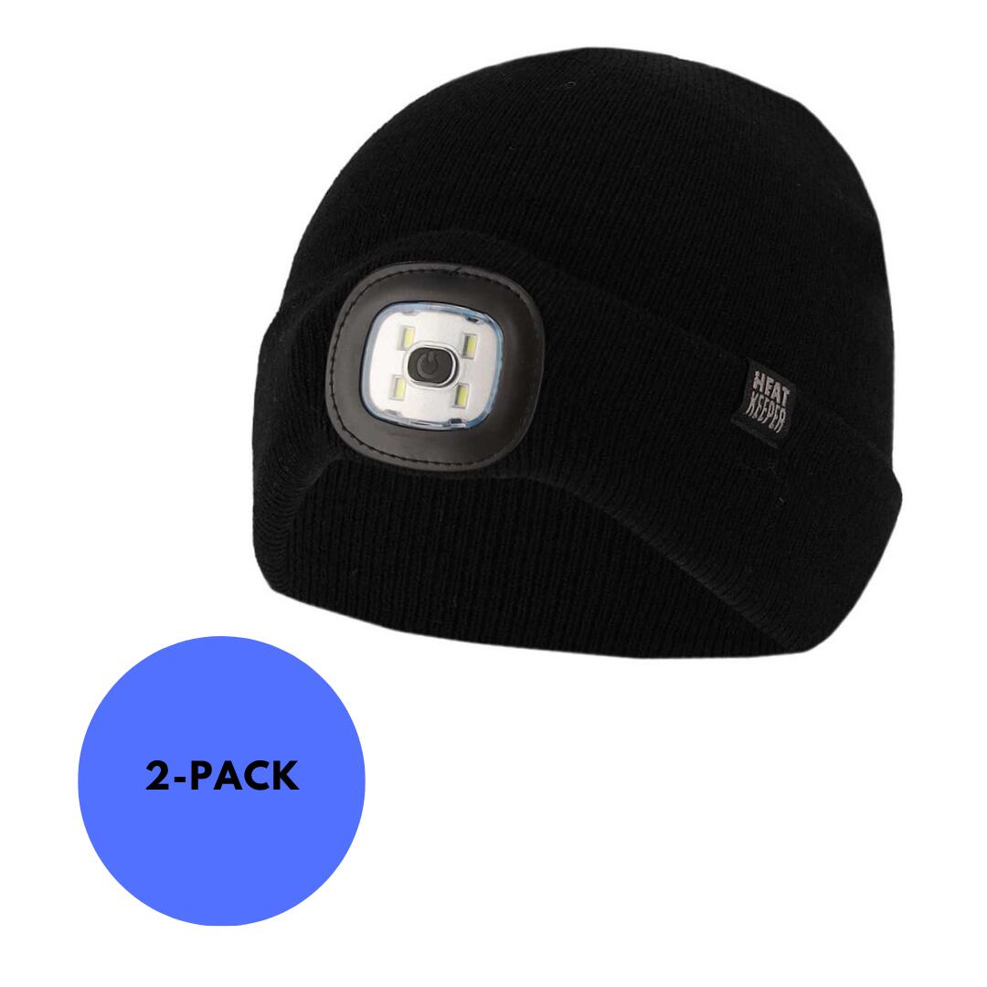 HEAT KEEPER Thermomütze + LED-Licht Kinder - Schwarz - 2 Stuks
