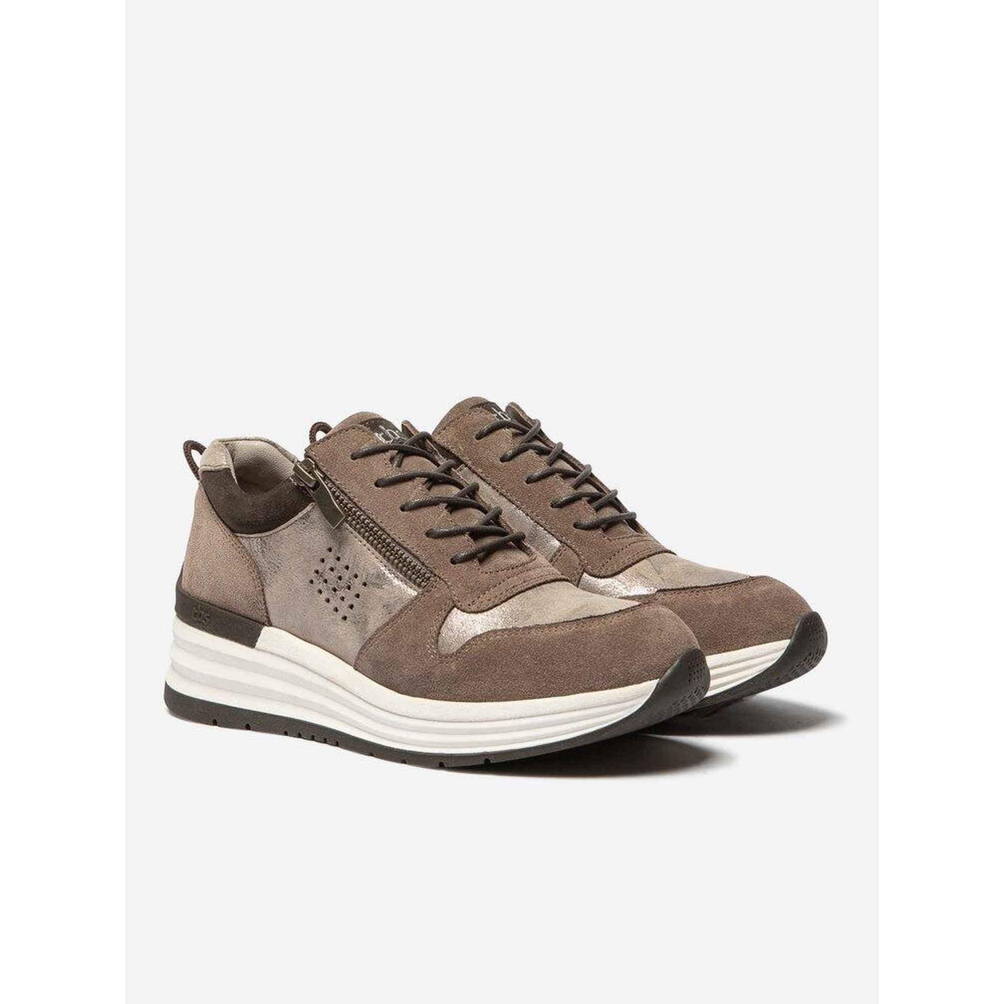 Baskets zippées Femme - TAMIZIP Taupe Metal
