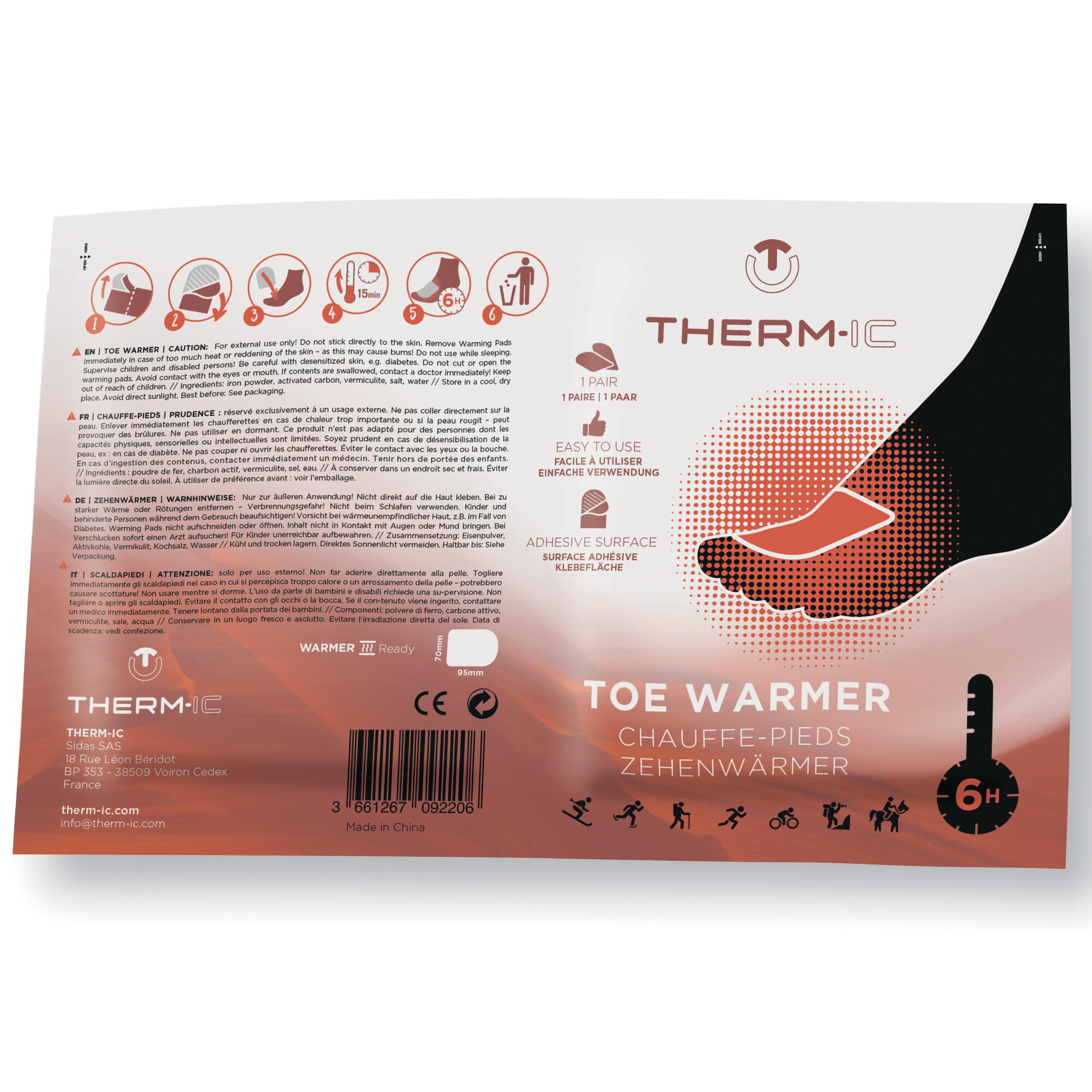Boîte de 20 paires de chauffe-pieds, jusqu'à 6 heures de chaleur - Toe Warmers 3/7