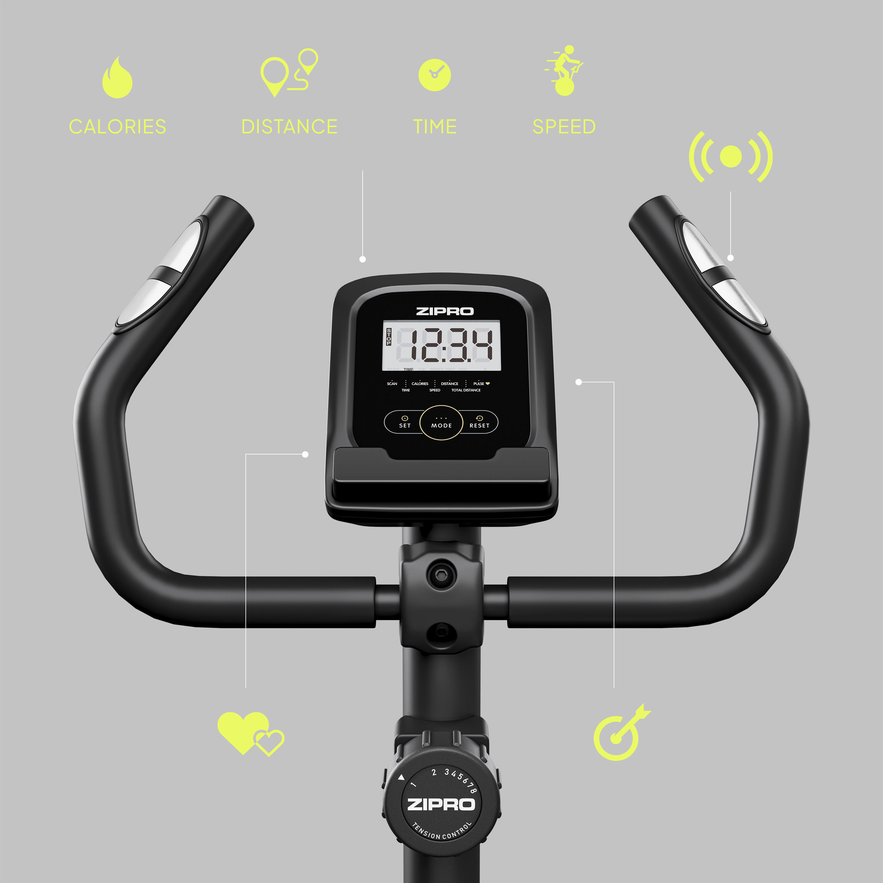 Hometrainer Zipro One S magnetische 8 weerstandsniveaus voor fitness en cardio 6/8