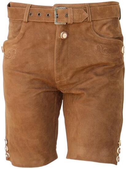 La Chasse® Trachten-Lederhose "Inzell" mit Stickerei und Hosenträger kurz Oefele