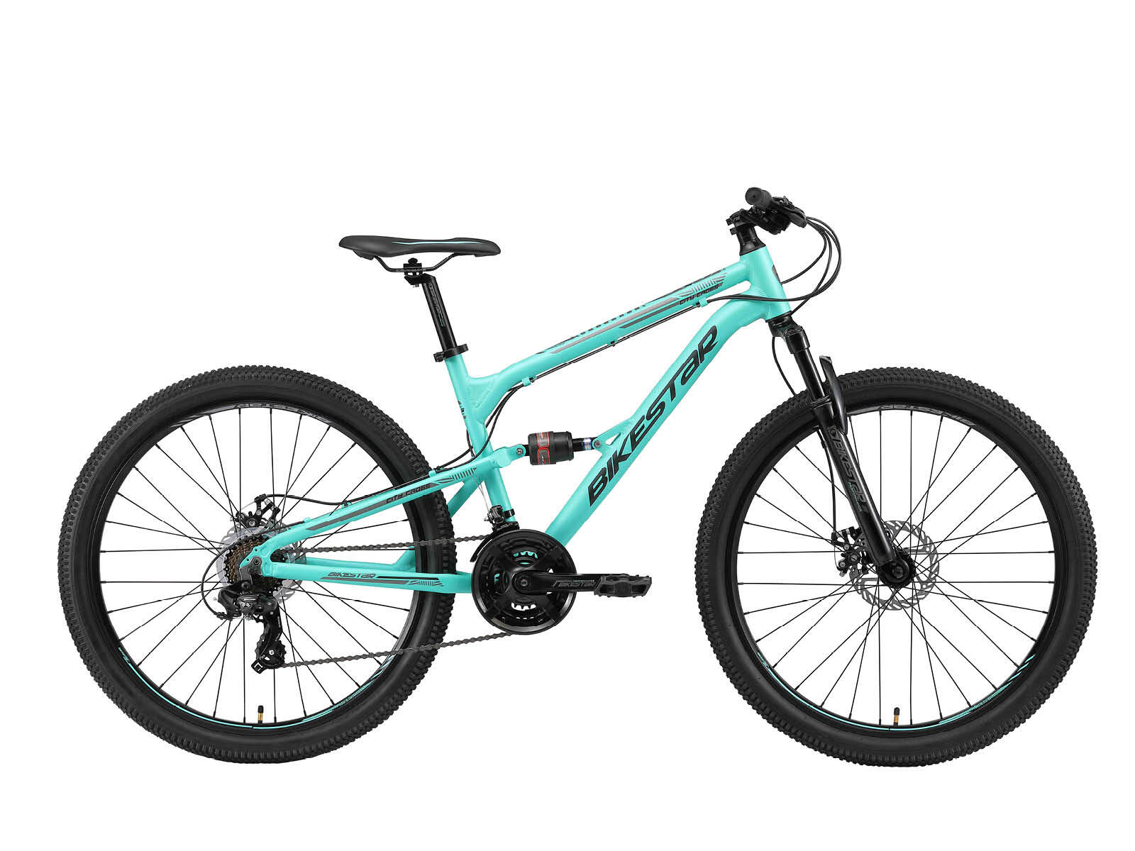 BIKESTAR MTB Bicicleta de montaña 27.5" aluminio, suspensión, 21 marchas, frenos de disco