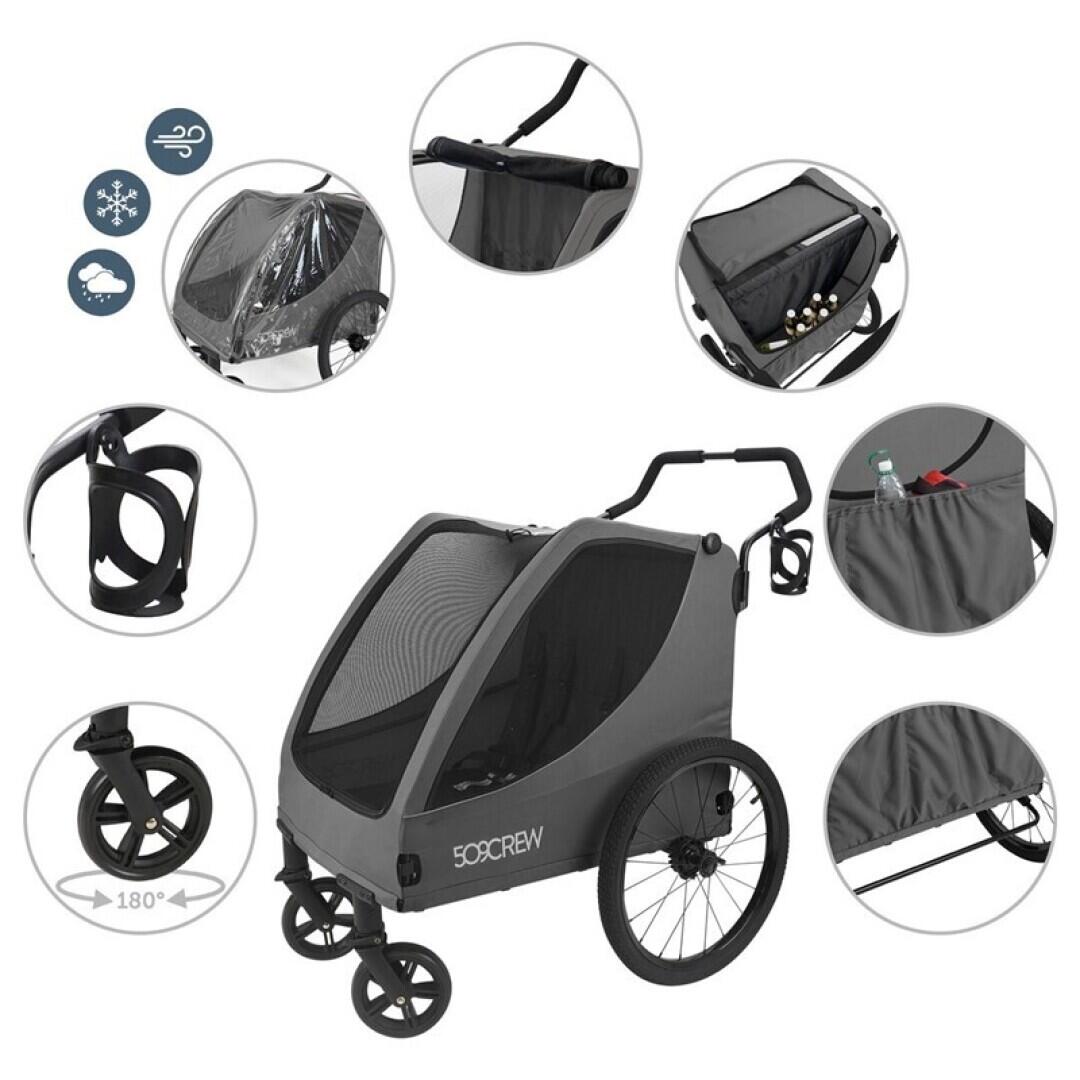 SENZA MARCA CARRO REMOLQUE TRANSPORTE PARA DOS NIÑOS TREKKER CREW