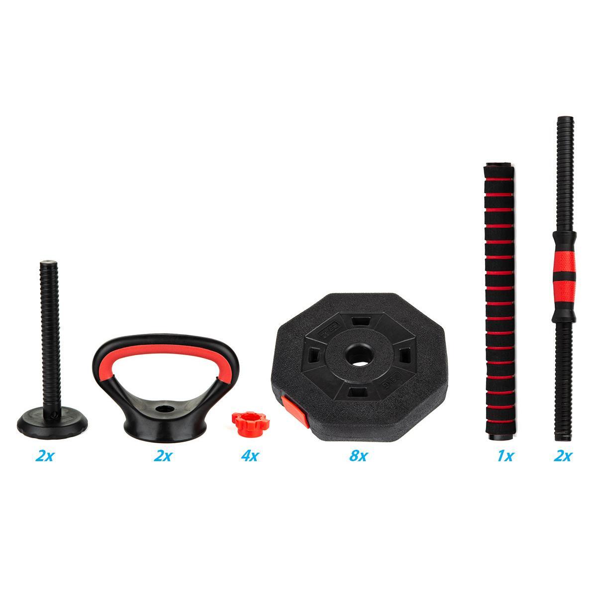 Zestaw do treningu siłowego 4w1 Enero Fit Hantla Kettlebell Sztanga Pompki 5/7