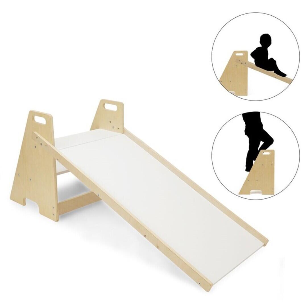 Diapositivo montessori 2em1 com escada para crianças madeira natural