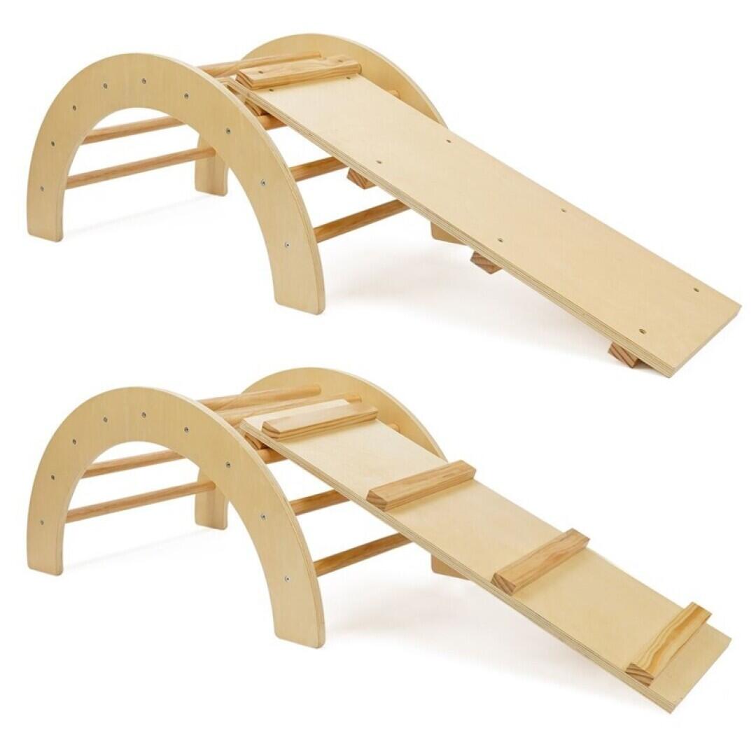 Arco de escalada do zoológico e rampa montessori para crianças de madeira