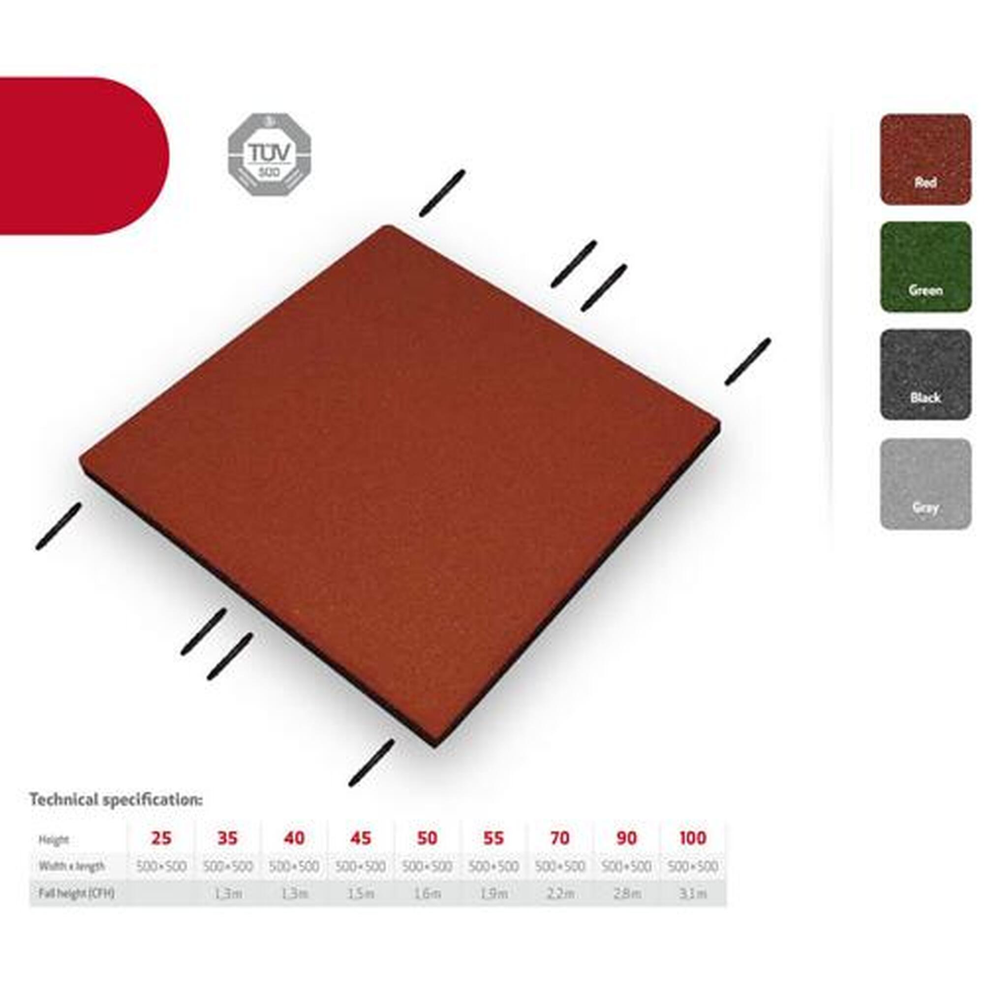 Tigla cauciuc 110mm - 50x50 cm - Neagra - Conexiune orificiu