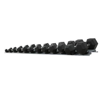 Ensemble d'haltères hexagonales - caoutchouc noir - 12 pièces - 143 kg