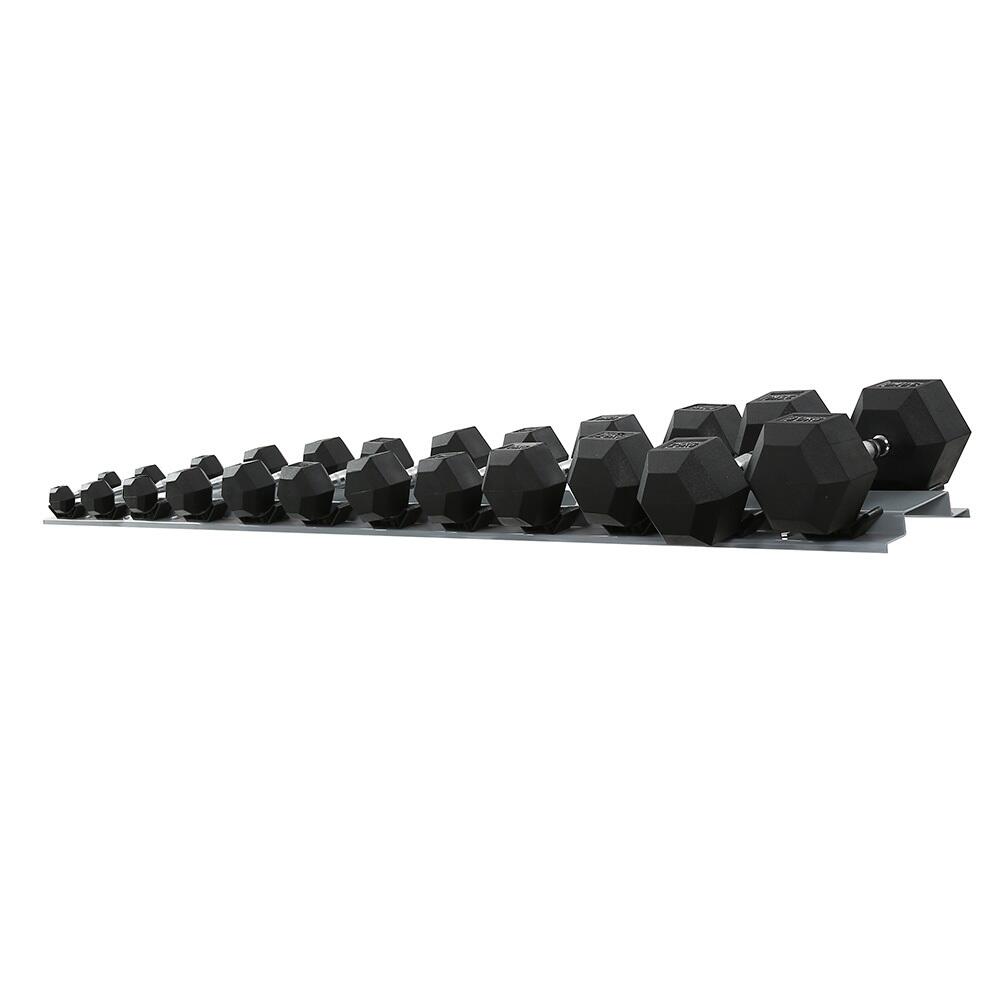 Conjunto de halteres hexágono - borracha preta - 12 peças - 143 kg