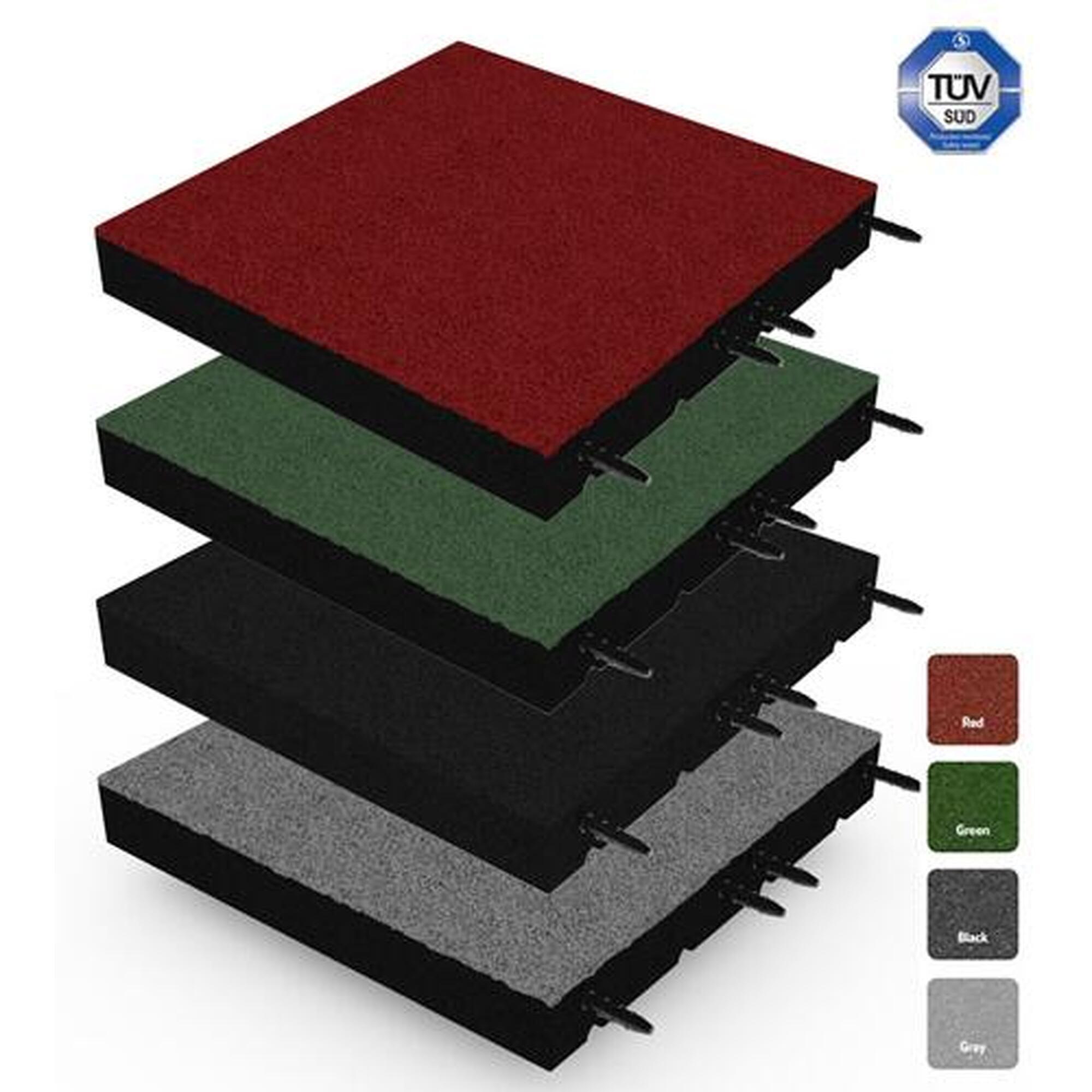 Placă de cauciuc 75mm - 50x50 cm - Verde - Îmbinare cu cep și mortar