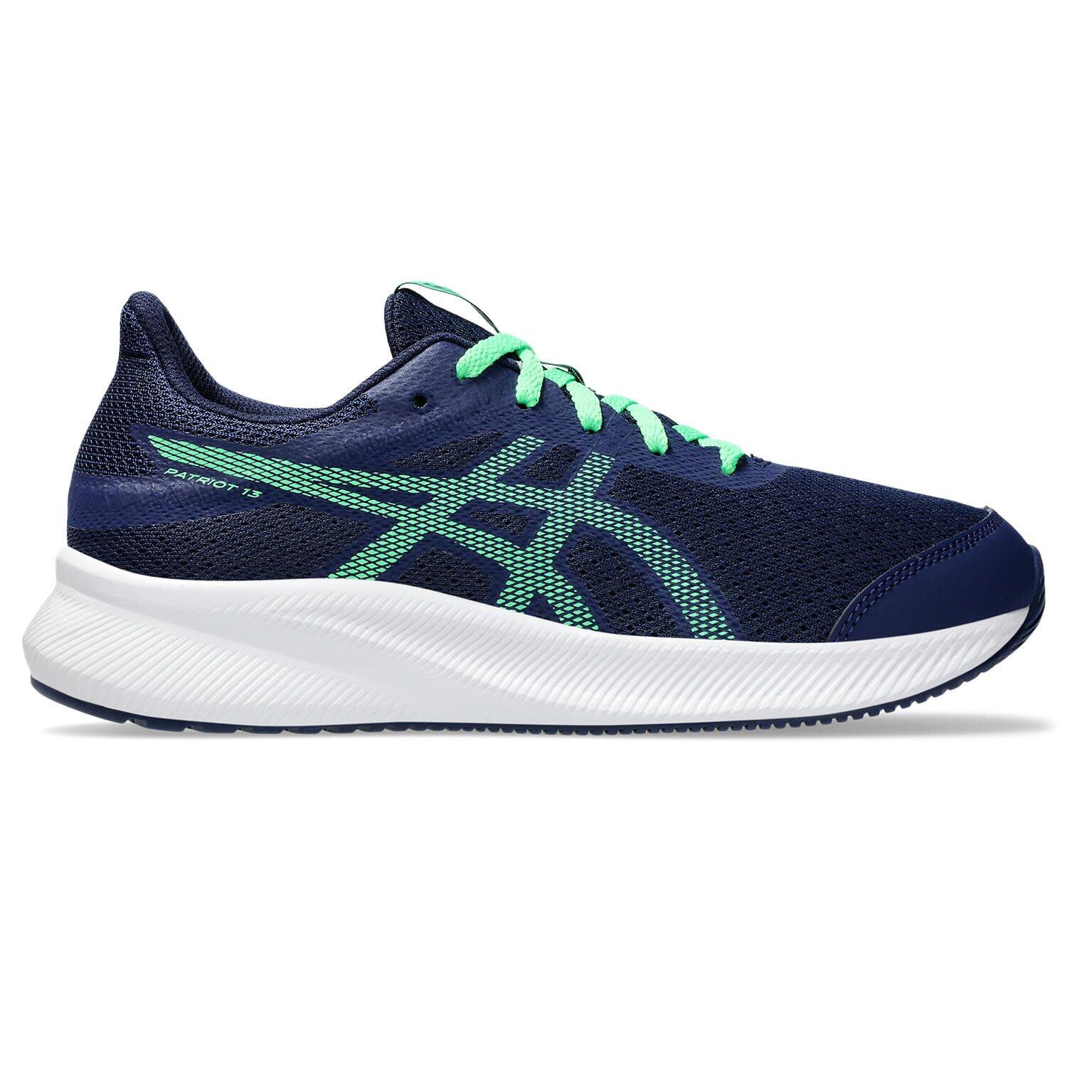 Asics - Chaussures De Running Enfants - Asics Patriot 13 Gs - Blue Expanse/new Leaf - Chaussures De Sport - Bleu|noir|vert - 37,5 - Decathlon