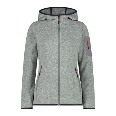 Fleece Pullover Damen - CMP Knitted Melange Hoody W - Mineral/Antracite