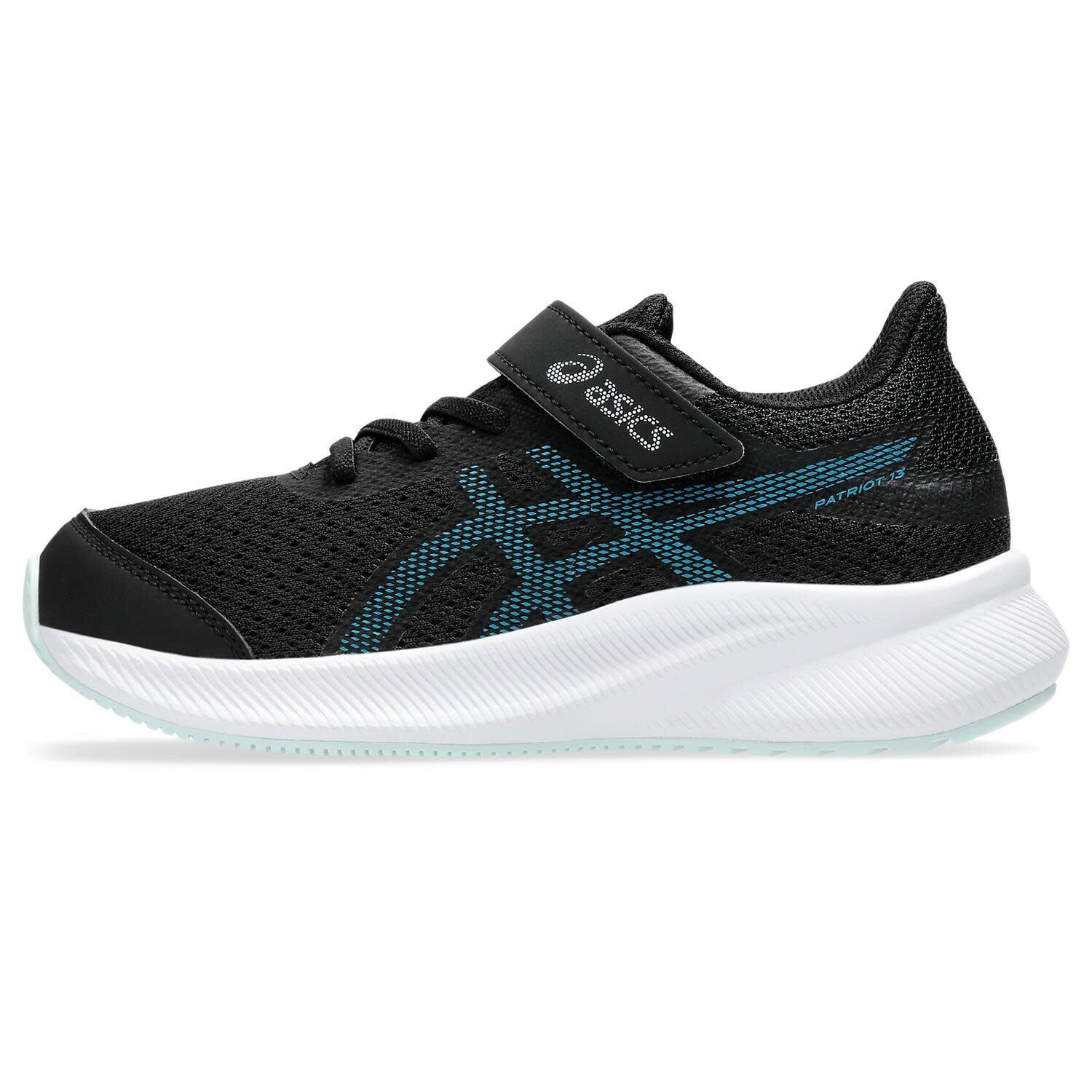 Calcado De Corrida Crianças, Unissex - ASICS Patriot 13 PS - Black/TealBlue 6/7