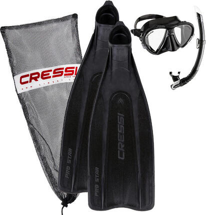Ensemble Palmes, Masque et Tuba pour la Plongée et l'Apnée Cressi PRO STAR BAG