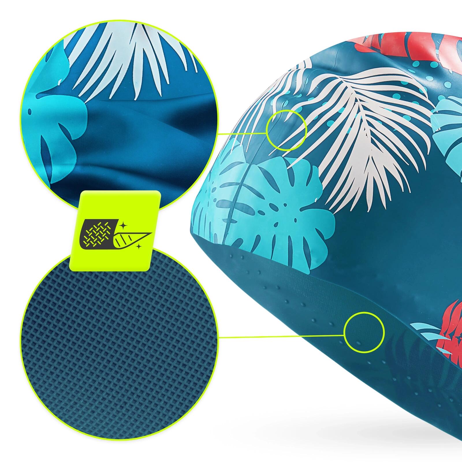 Badekappe Schwimmkappe Silikon Damen Mädchen Muster Pool Sport TSUNAMI 4/7