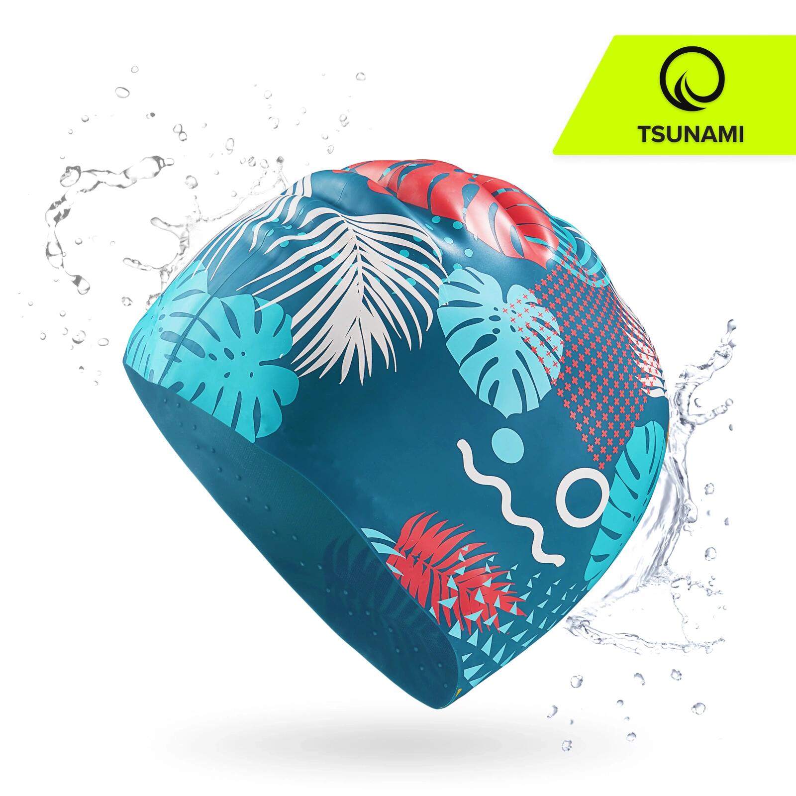 Badekappe Schwimmkappe Silikon Damen Mädchen Muster Pool Sport TSUNAMI 7/7