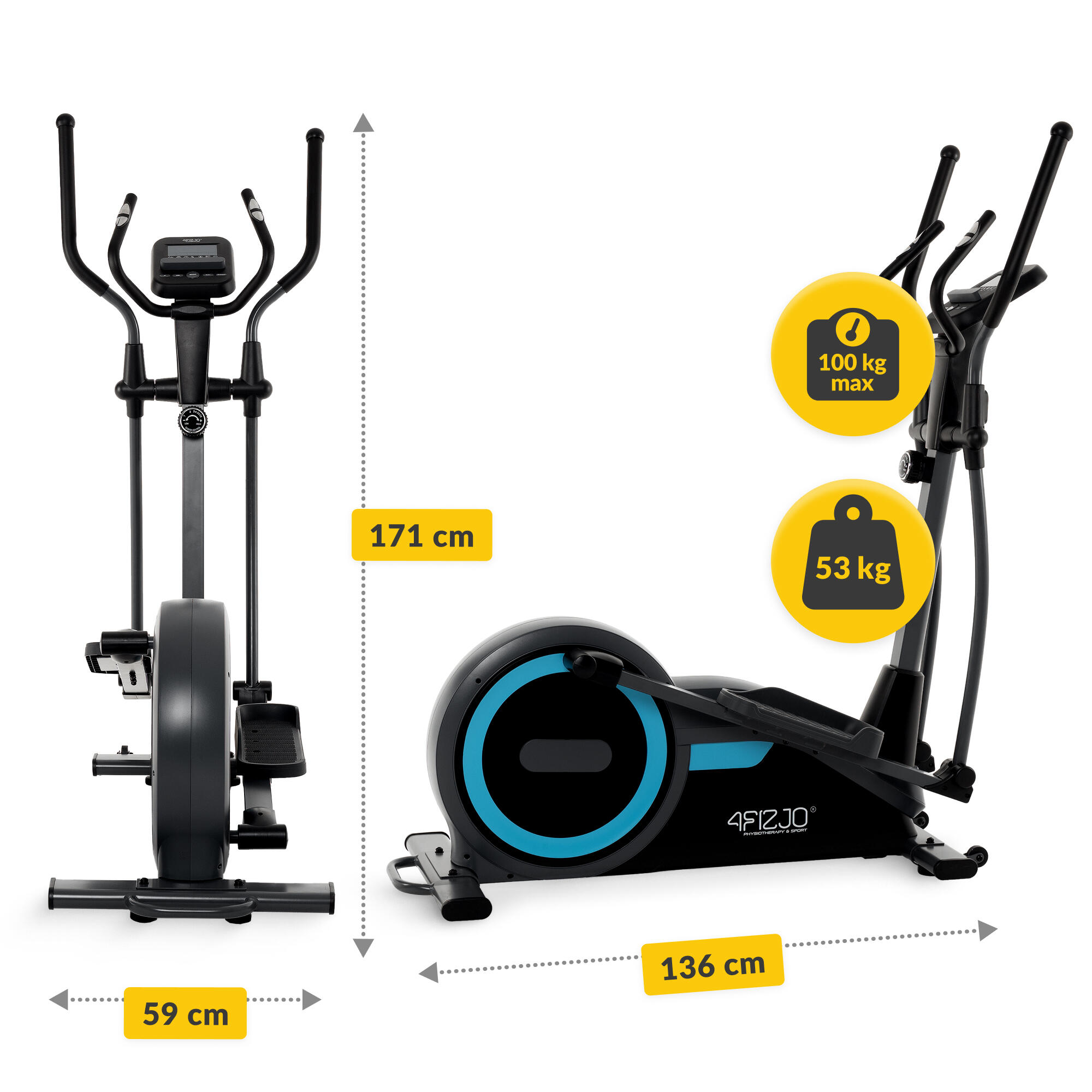 Crosstrainer PRO+ Ellipsentrainer Heimtrainer Fitness schwarz-blau 4FIZJO 2/7