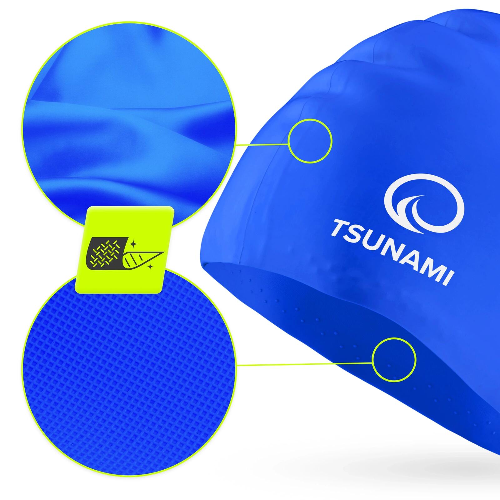 Badekappe Schwimmkappe Silikon Damen Herren Unisex Sport Training TSUNAMI 2/7
