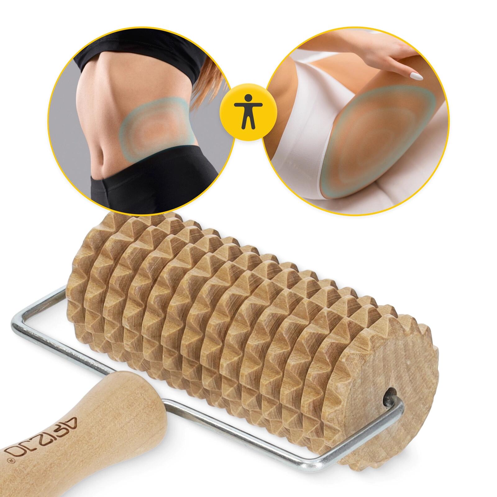 Profilierter Holz Massageroller für den Körper, Anti-Cellulite 4FIZJO groß 2/7
