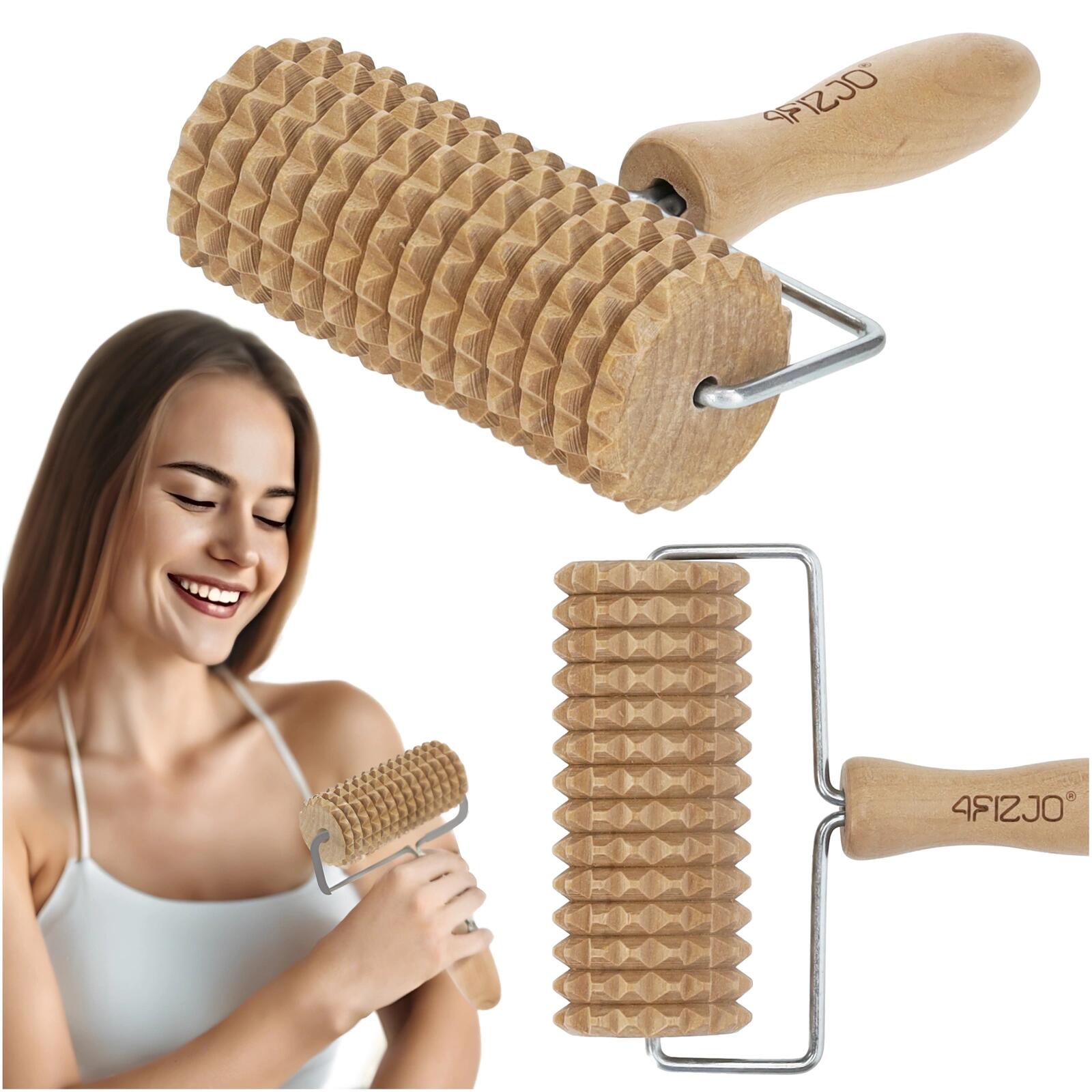 Roller de masaj din lemn pentru corp, anticelulitic, 4FIZJO, mare