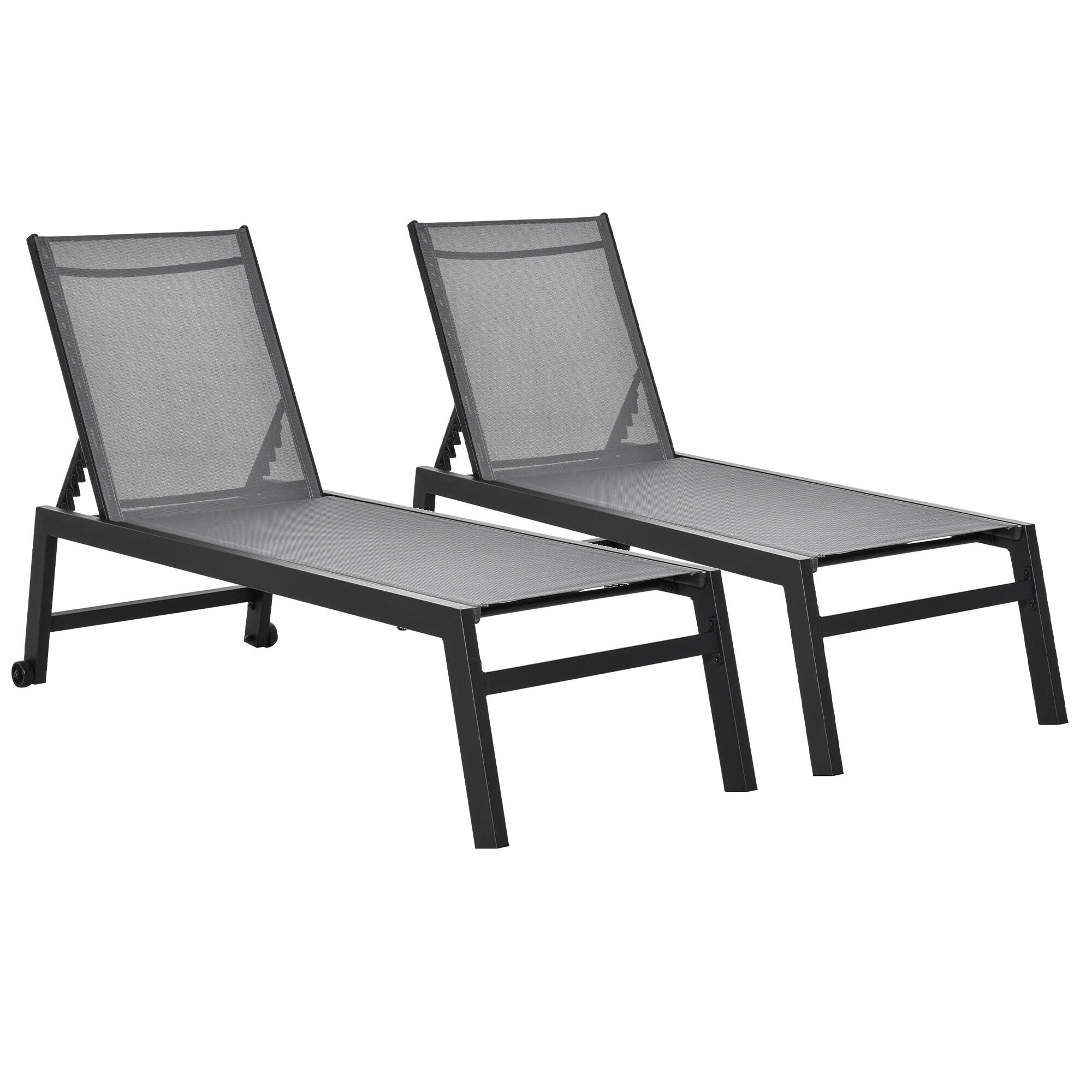 Conjunto de 2 espreguiçadeiras 169x65x102 cm cinzento