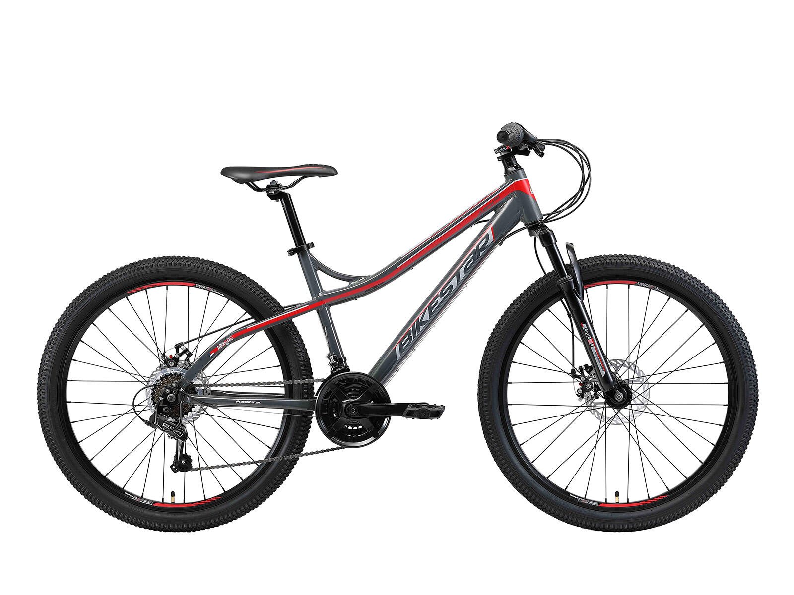 BIKESTAR Bikestar 26 Zoll Hardtail Alu MTB, 21 Gang, grau/rot