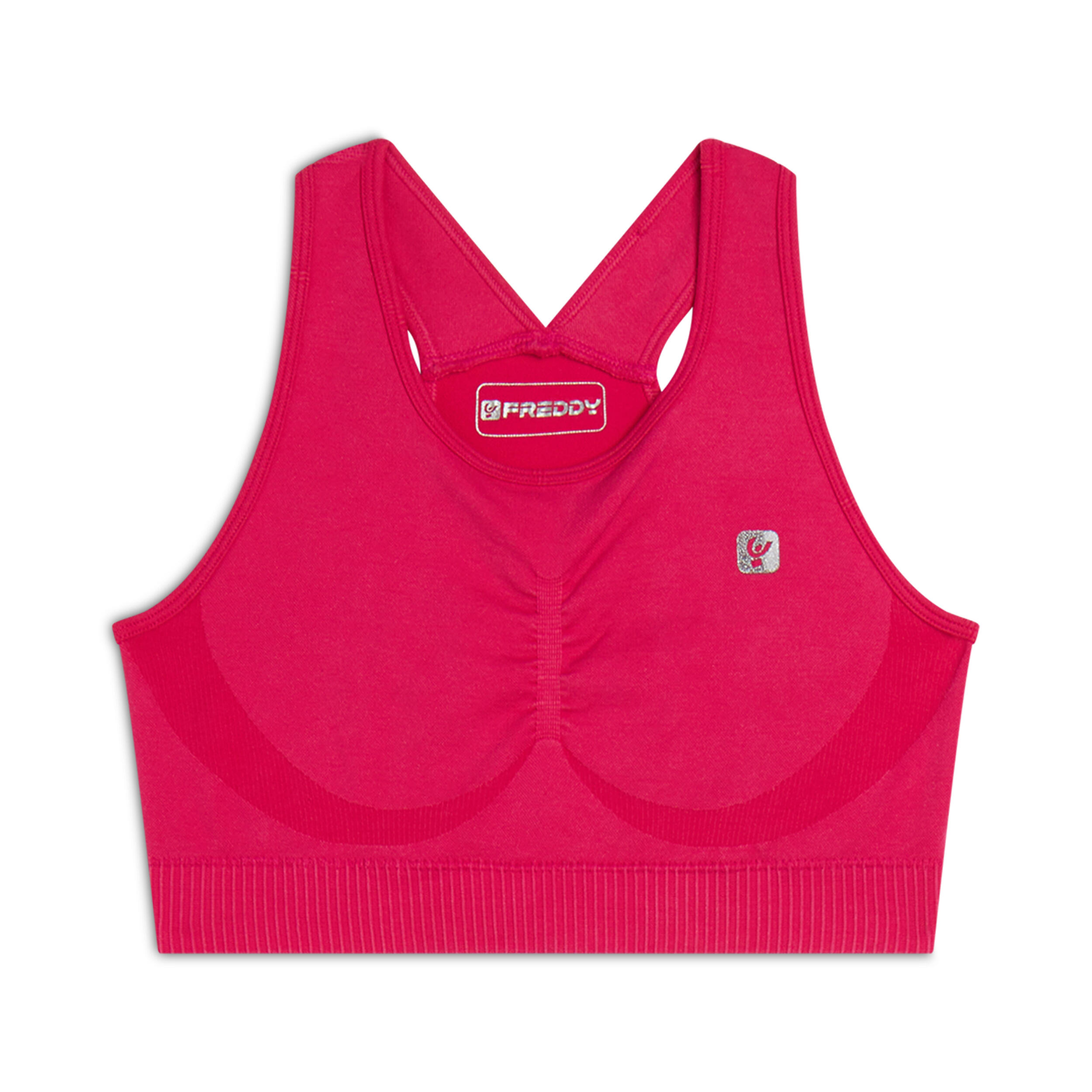 FREDDY Top sportivo seamless ice wash con spalline incrociate