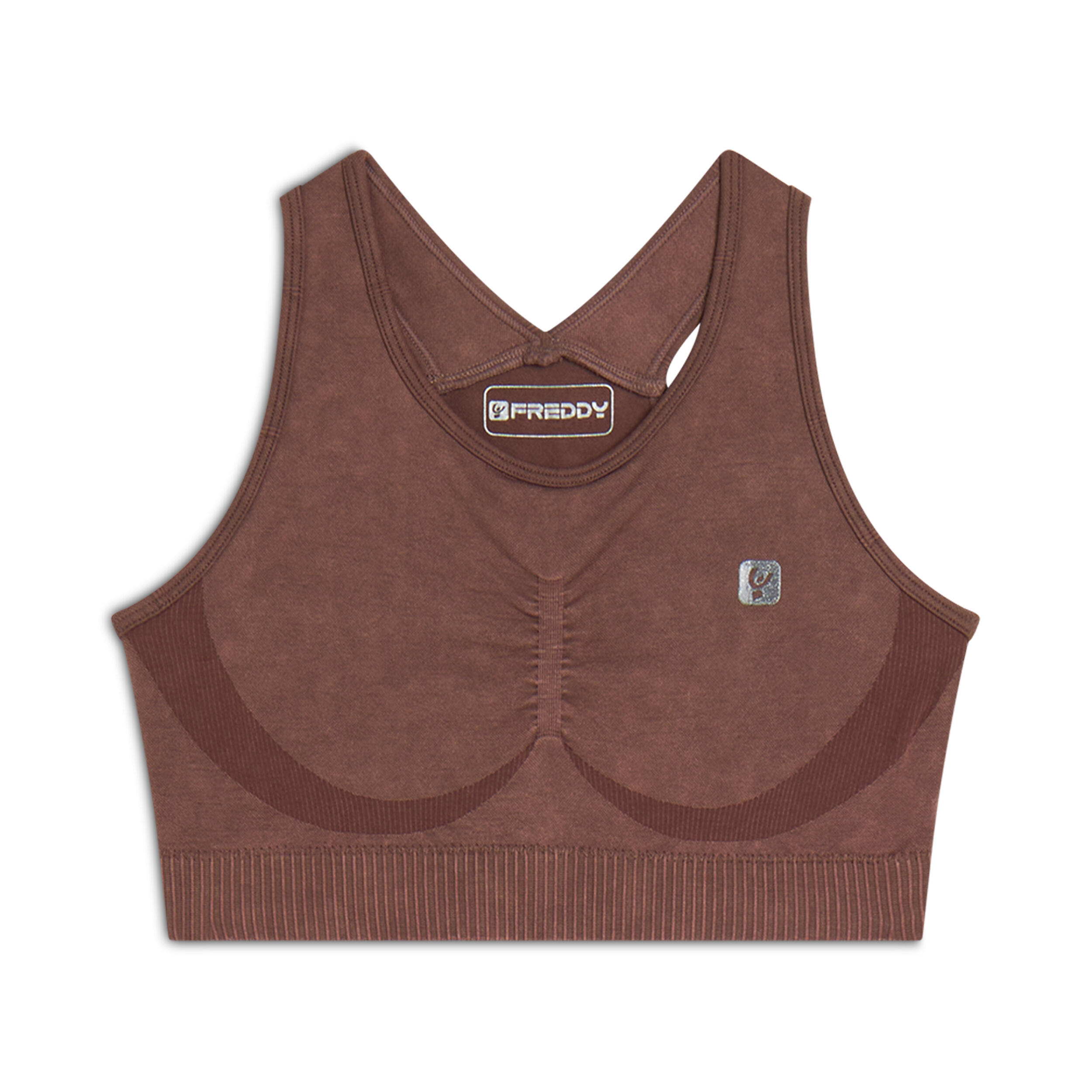 FREDDY Top sportivo seamless ice wash con spalline incrociate