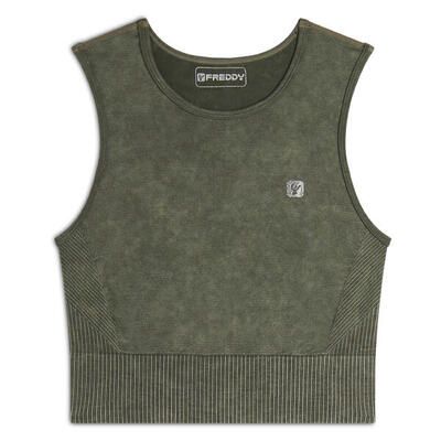 Top corto senza maniche in tessuto seamless ice wash