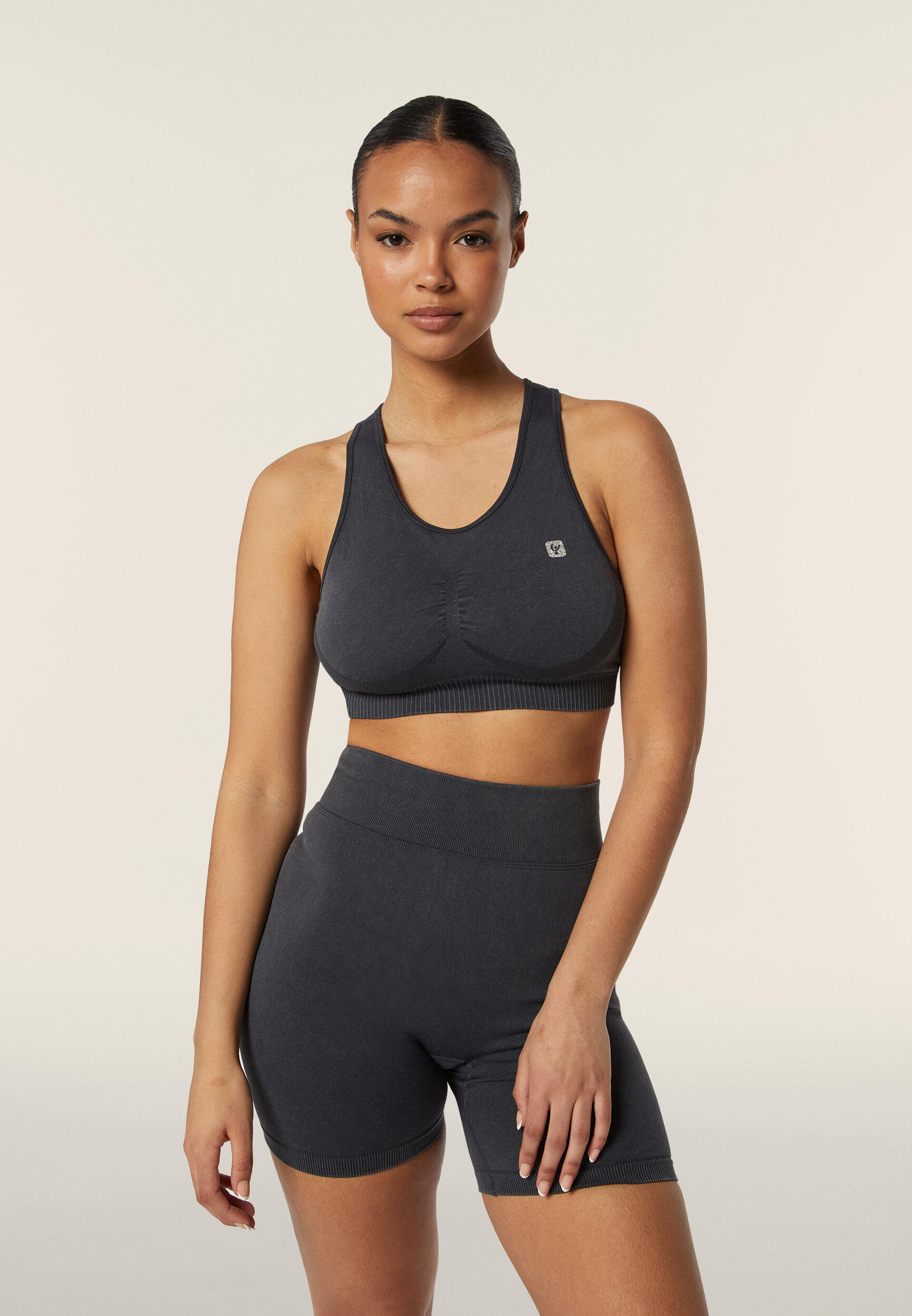 Top sportivo seamless ice wash con spalline incrociate 2/5