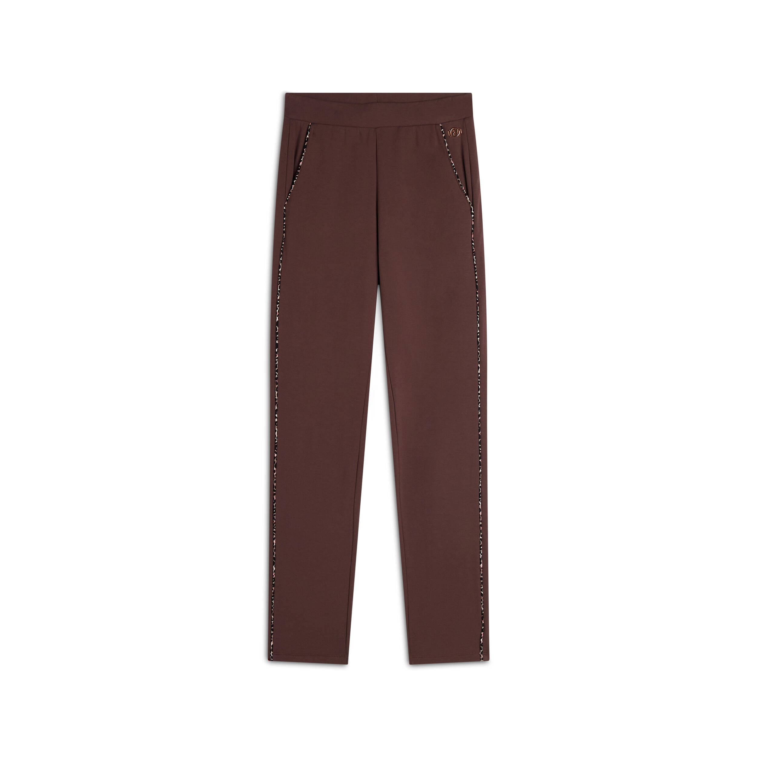 Pantalone donna in felpa di viscosa con impunture leopardate