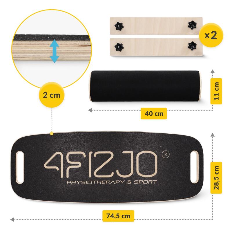 Platforma do ćwiczeń równowagi BALANCE BOARD 4FIZJO drewniana