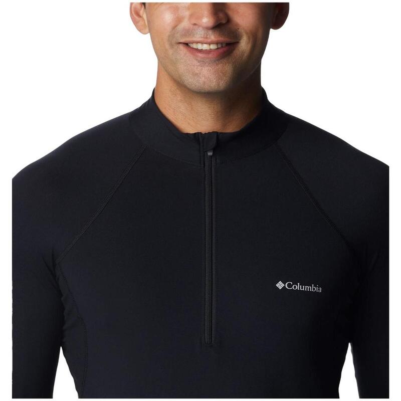 Midweight Stretch Long Sleeve Half Zip férfi aláöltöző felső - fekete