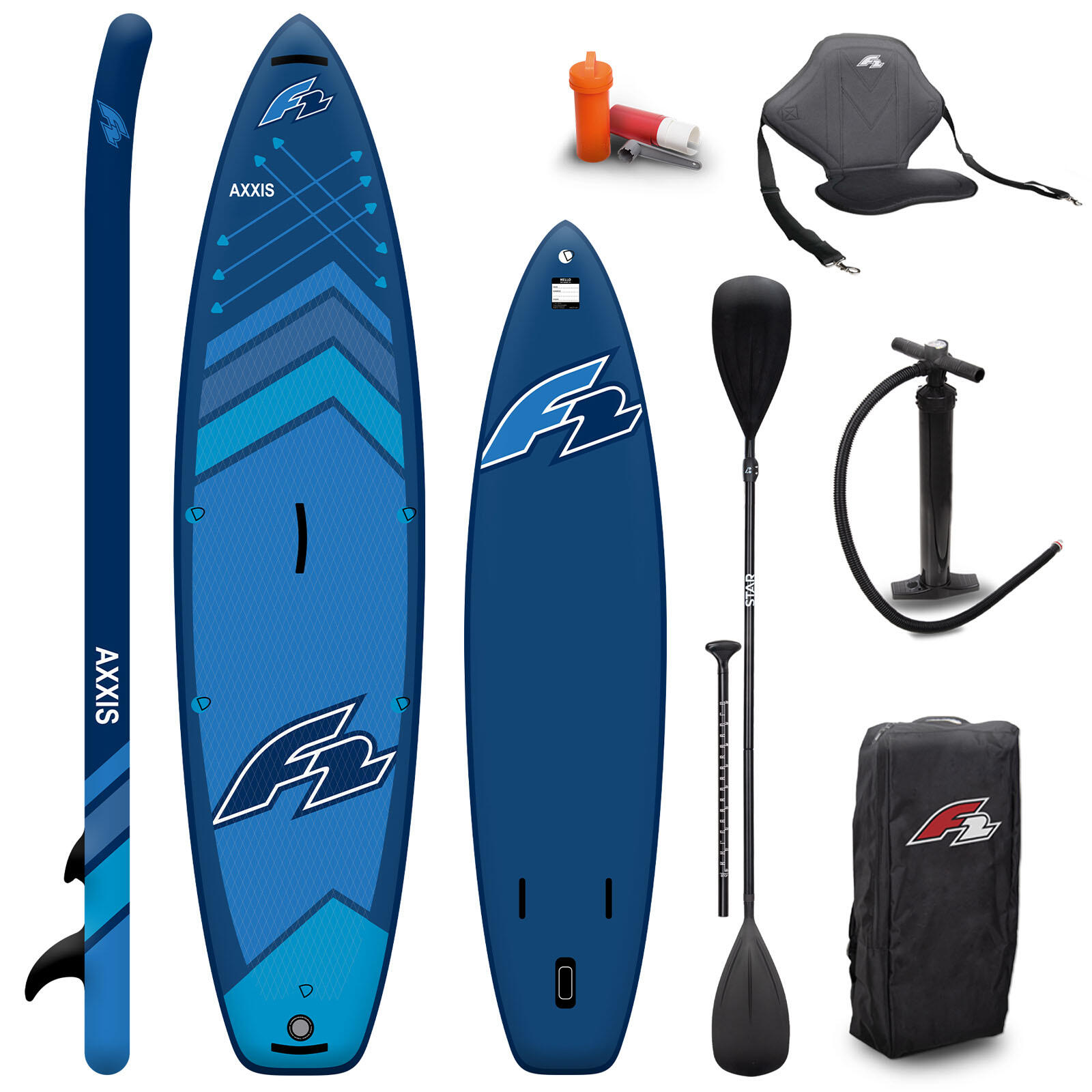 F2 F2 Marken SUP Stand Up Paddle Board Axxis Navy Blau Kajak Set 320cm 10,5