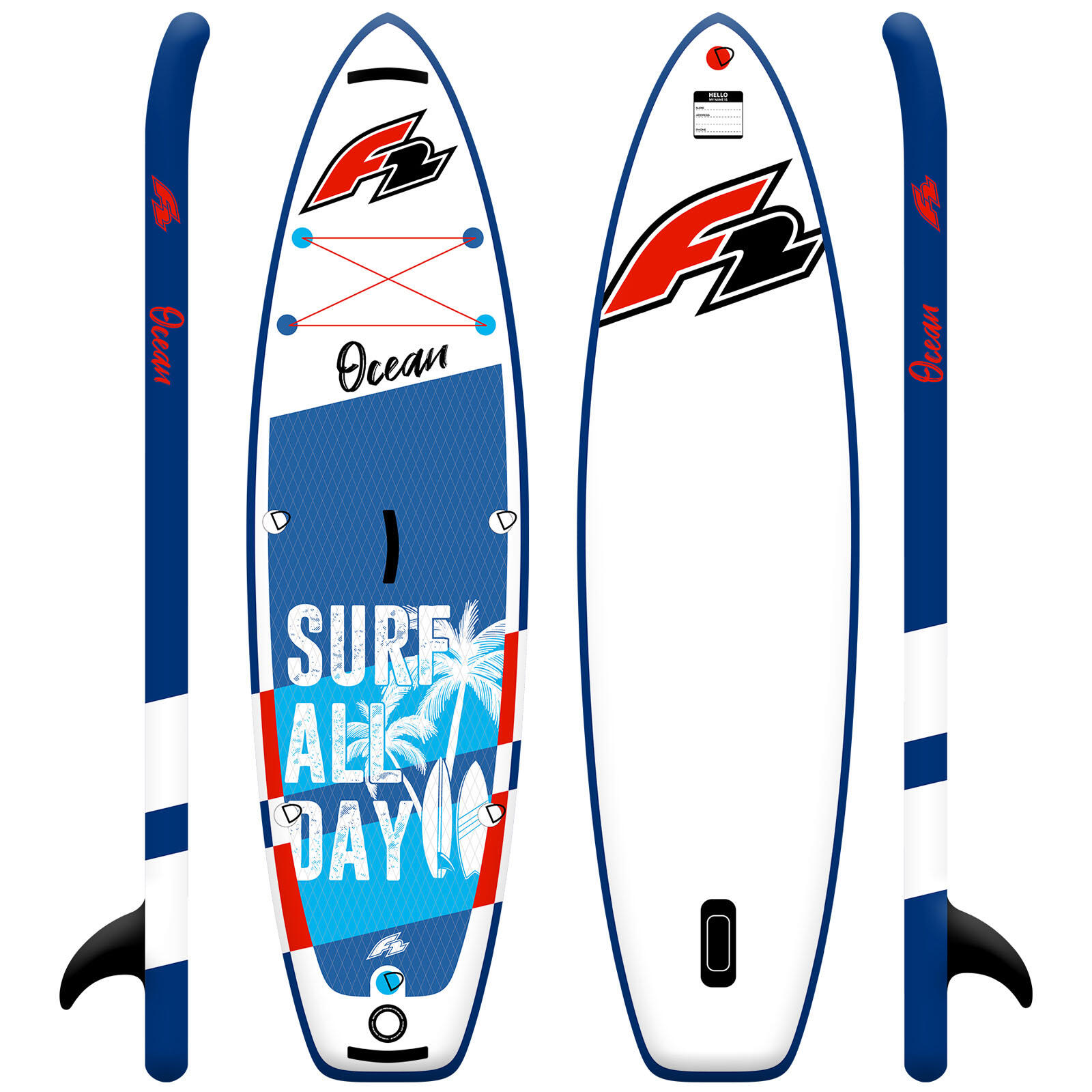 F2 Junior SUP Stand Up Paddle Board Ocean Boy  8'2''  Blau 2/6