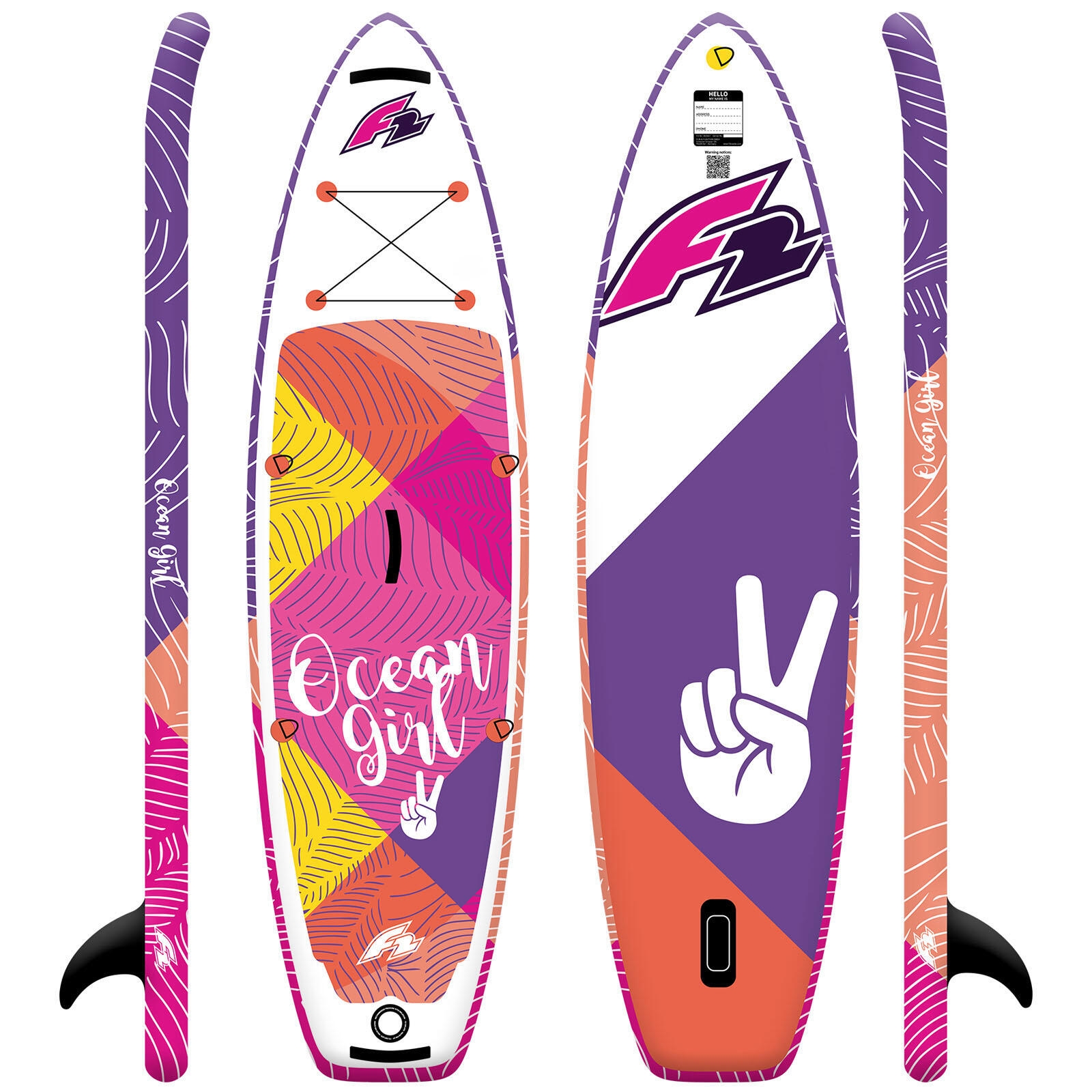 F2 Junior SUP Stand Up Paddle Board Ocean Girl  8'2''  Pink 2/6