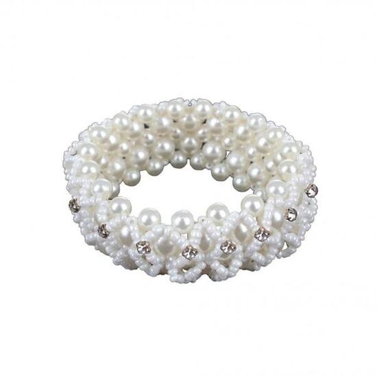 Horka Hair Elastic Perles et Strass - Blanc