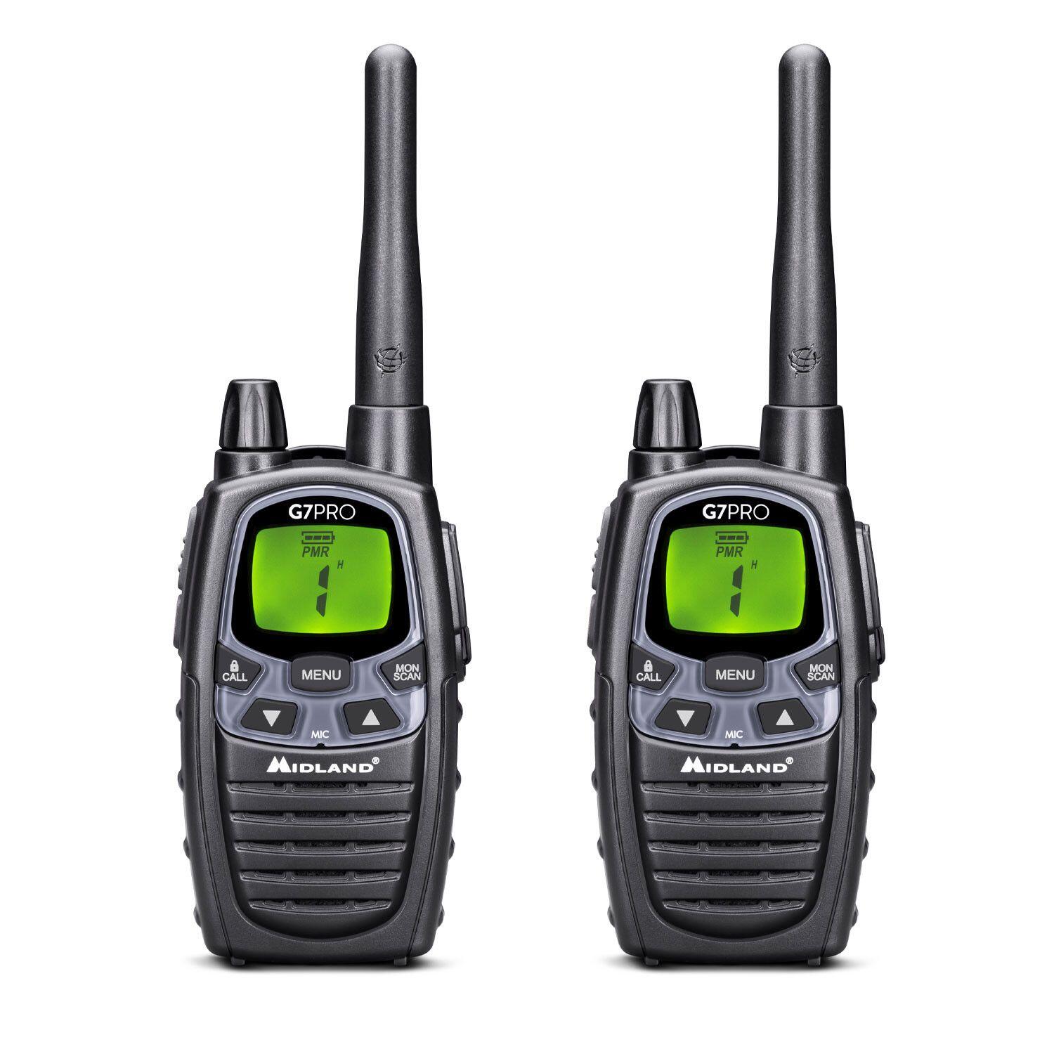 Midland - Midland G7 Pro Twin - Talkie-walkie 16 Canaux Pmr 446, Ecran Lcd, Vox (lot De 2) - Talkie-walkie - Noir - Taille Unique - Decathlon