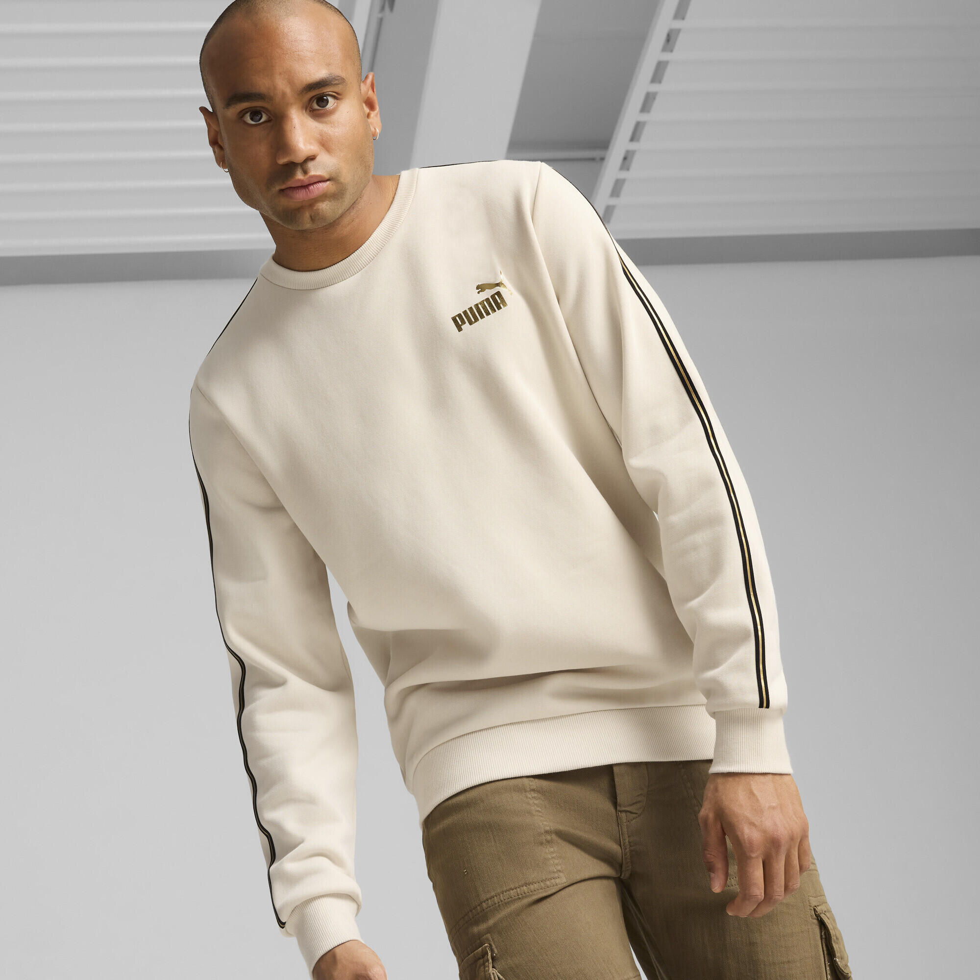 Sudadera de cuello redondo ESS TAPE MINIMAL GOLD Hombre PUMA Alpine Snow White 2/6
