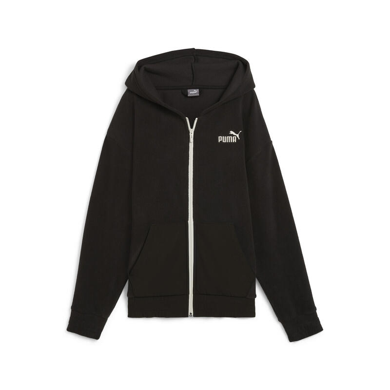 ESS ELEVATED Hoodie mit durchgehendem Reißverschluss Damen PUMA Black