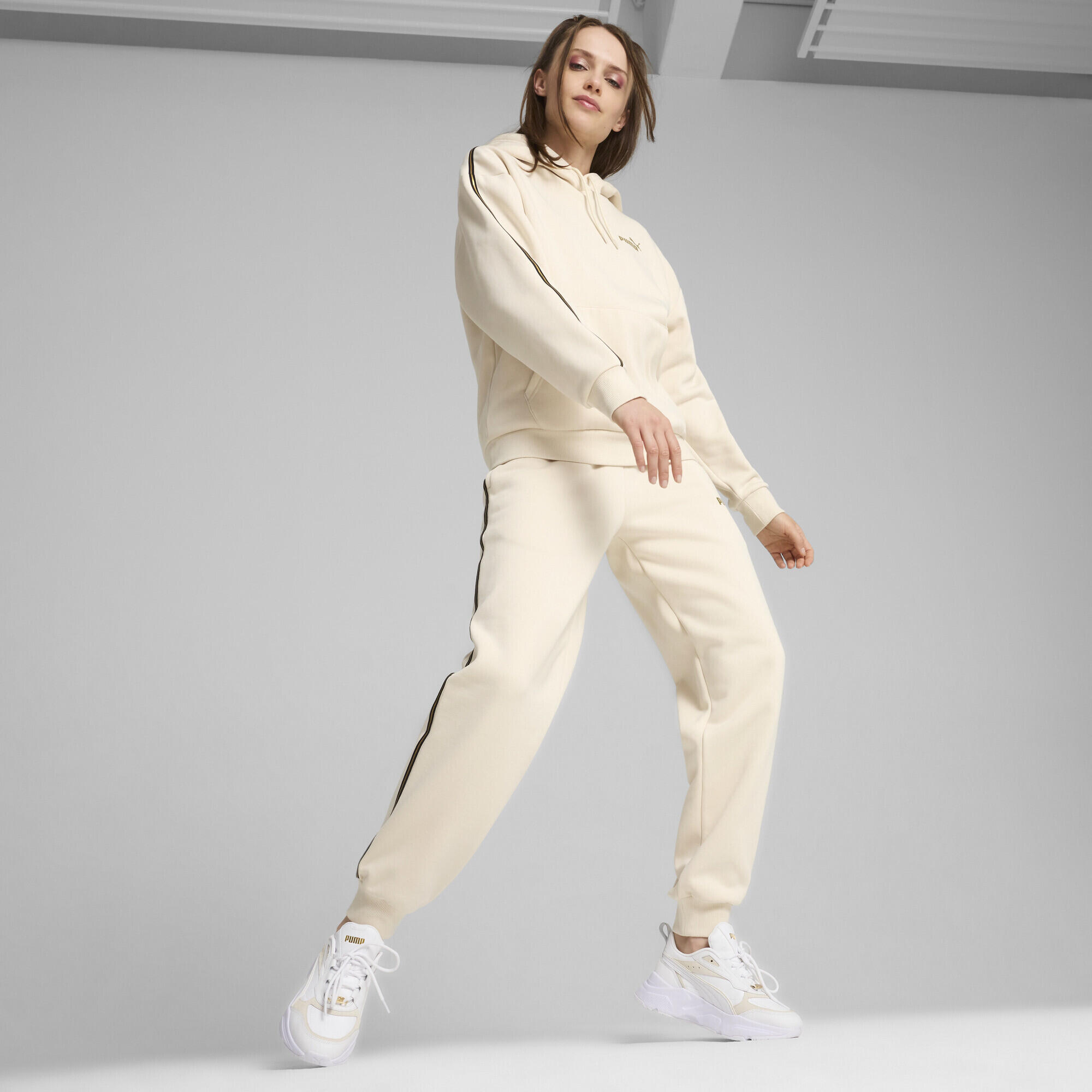 Felpa con cappuccio ESS TAPE MINIMAL GOLD da donna PUMA Alpine Snow White 4/6