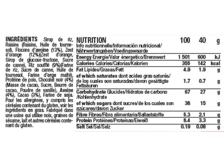 15 barres énergétiques aux céréales - bio - vegan - 40g - Chocolat - Orange 4/5