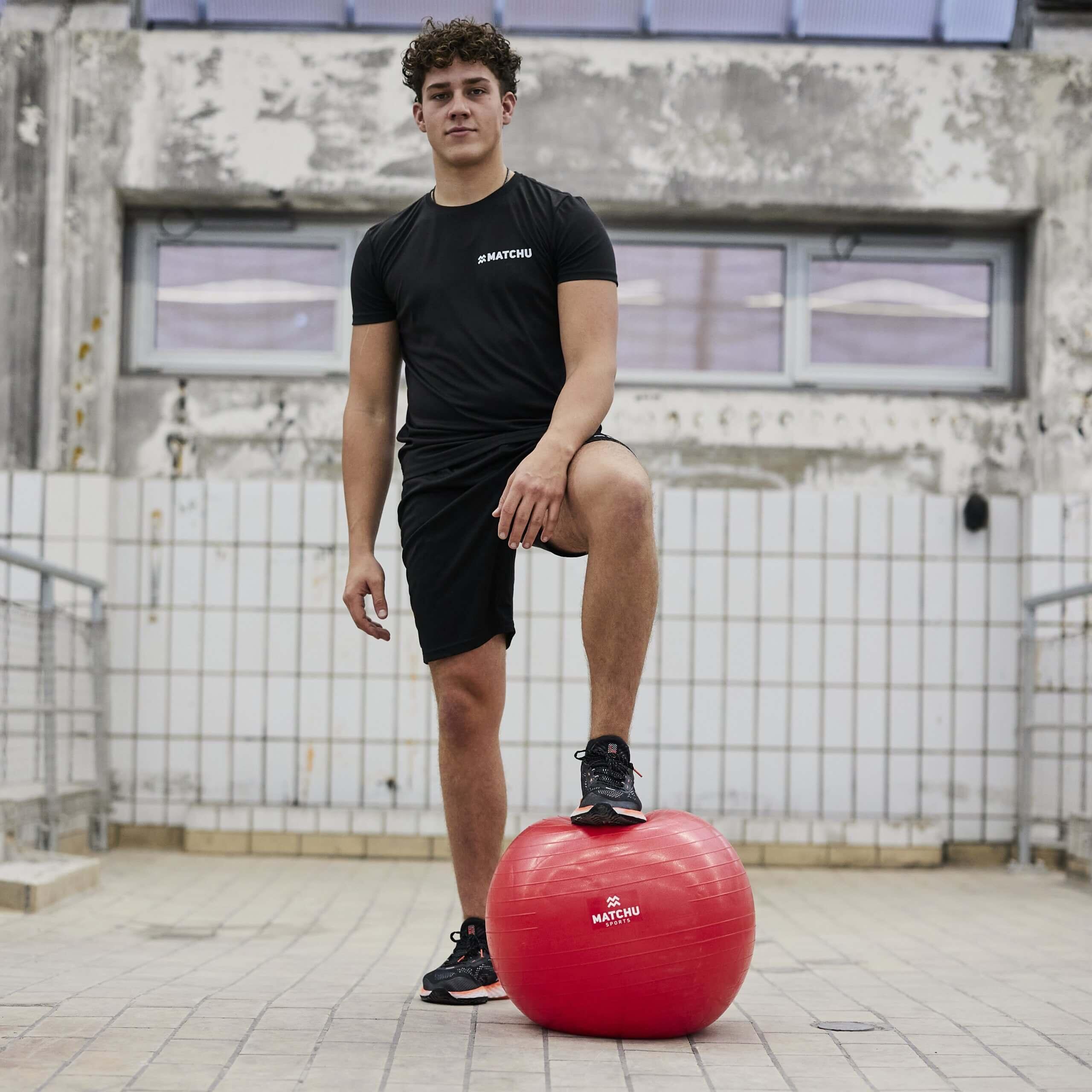 Gymbal / fitness bal / swiss ball 55cm - rood - Ø 55cm 6/7