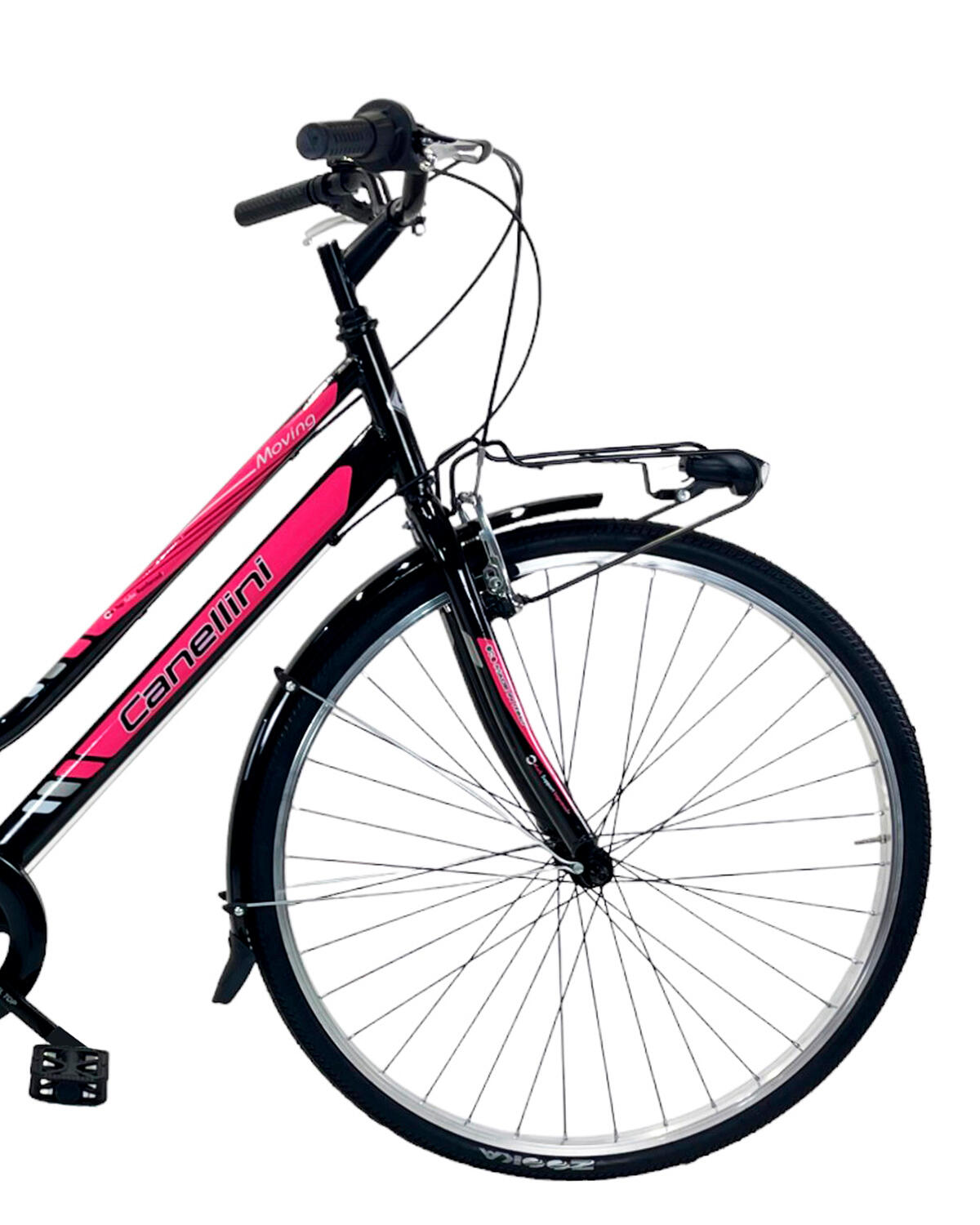Stadsfiets MOVING 28" dame  - Zwart/Fuchsia 2/3
