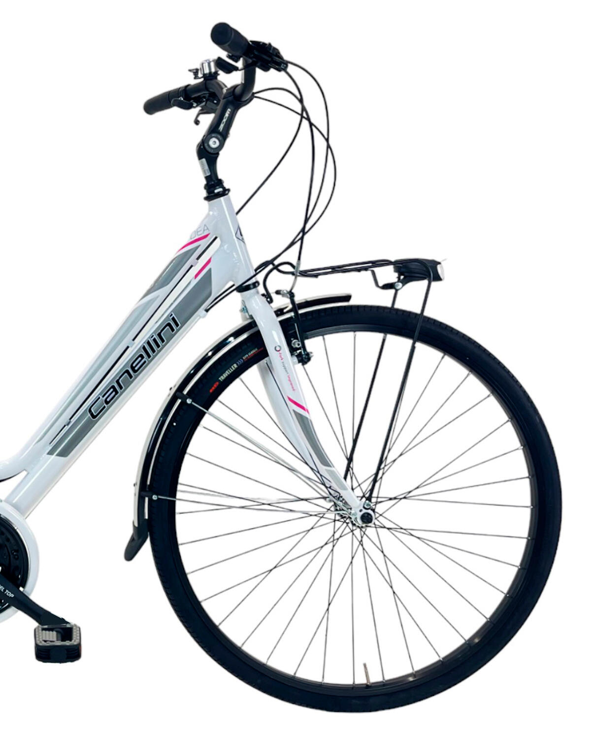 Bicicleta de cidade DEA mulher - Branco/Fúcsia 2/3