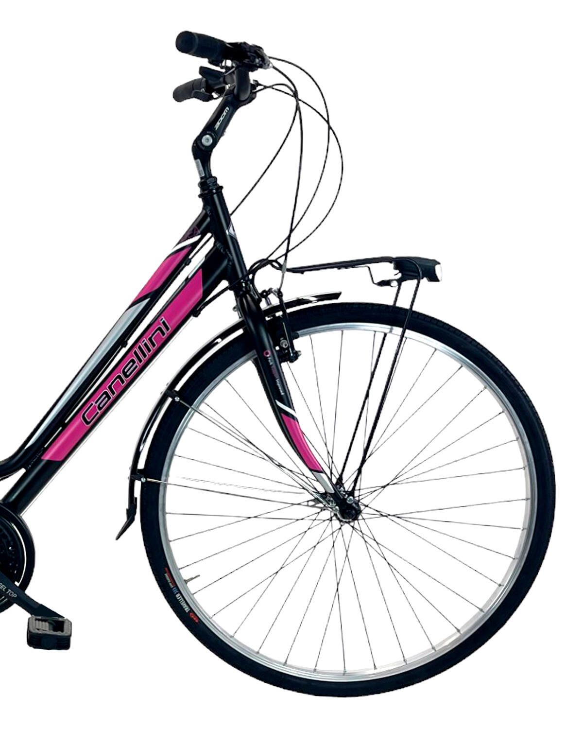 Bicicleta de cidade DEA mulher - Preto/Fúcsia 2/3