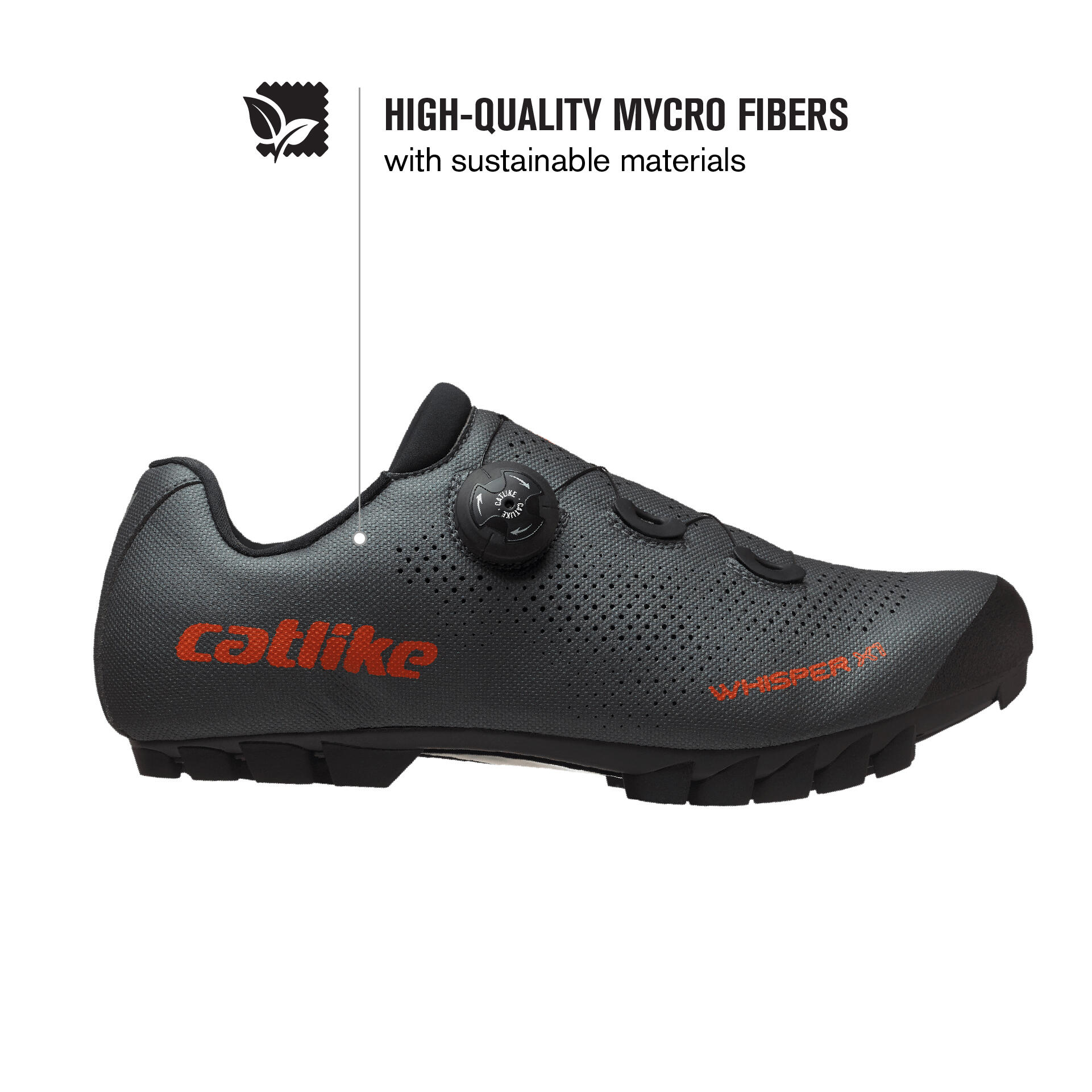 Catlike Whisper X1 Chaussures VTT Cyclisme Nylon Gris Foncé Mat 41 3/8
